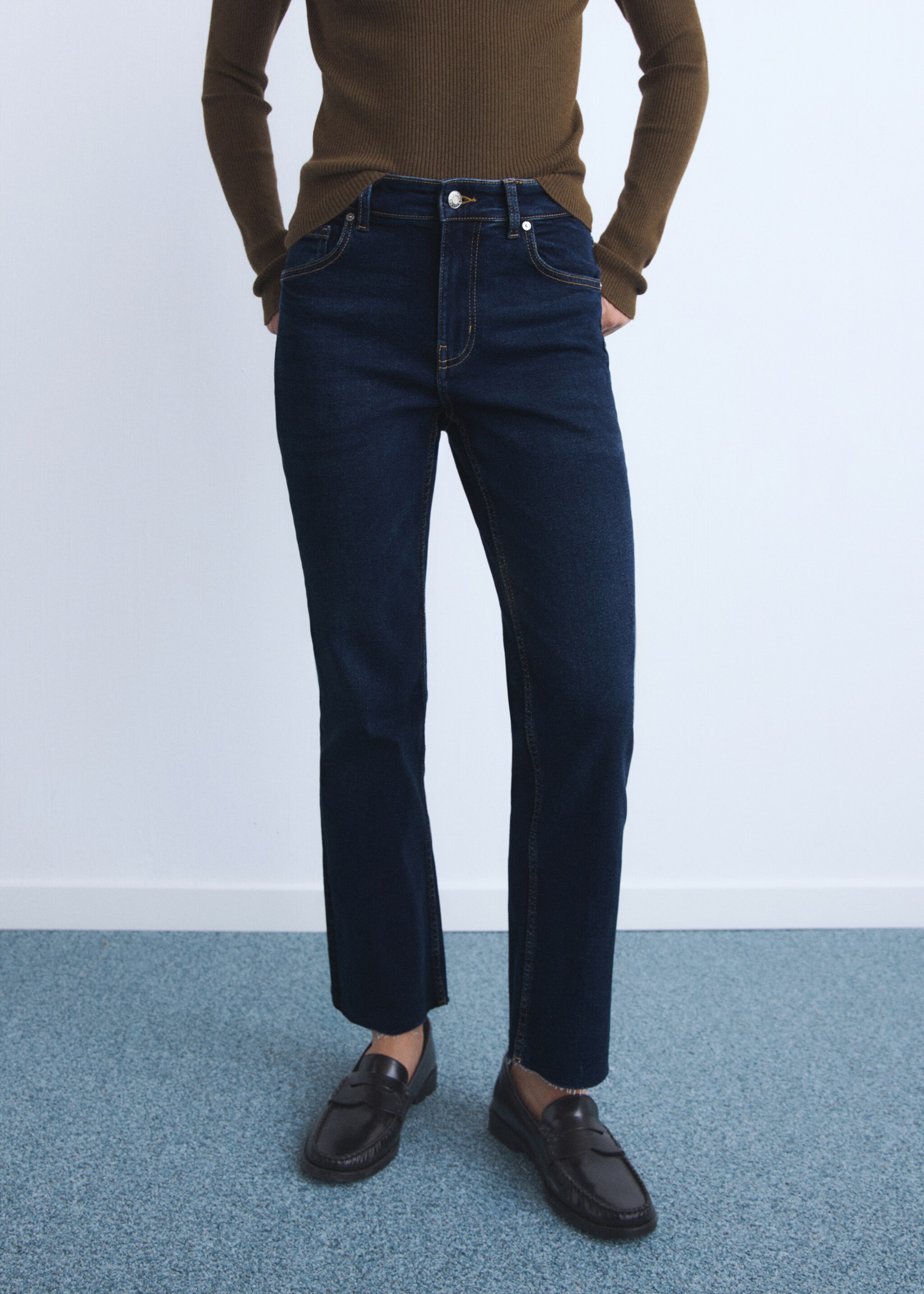 Sienna flared cropped jeans - Medium plane, Dark Blue. Ref: 17024425-00.