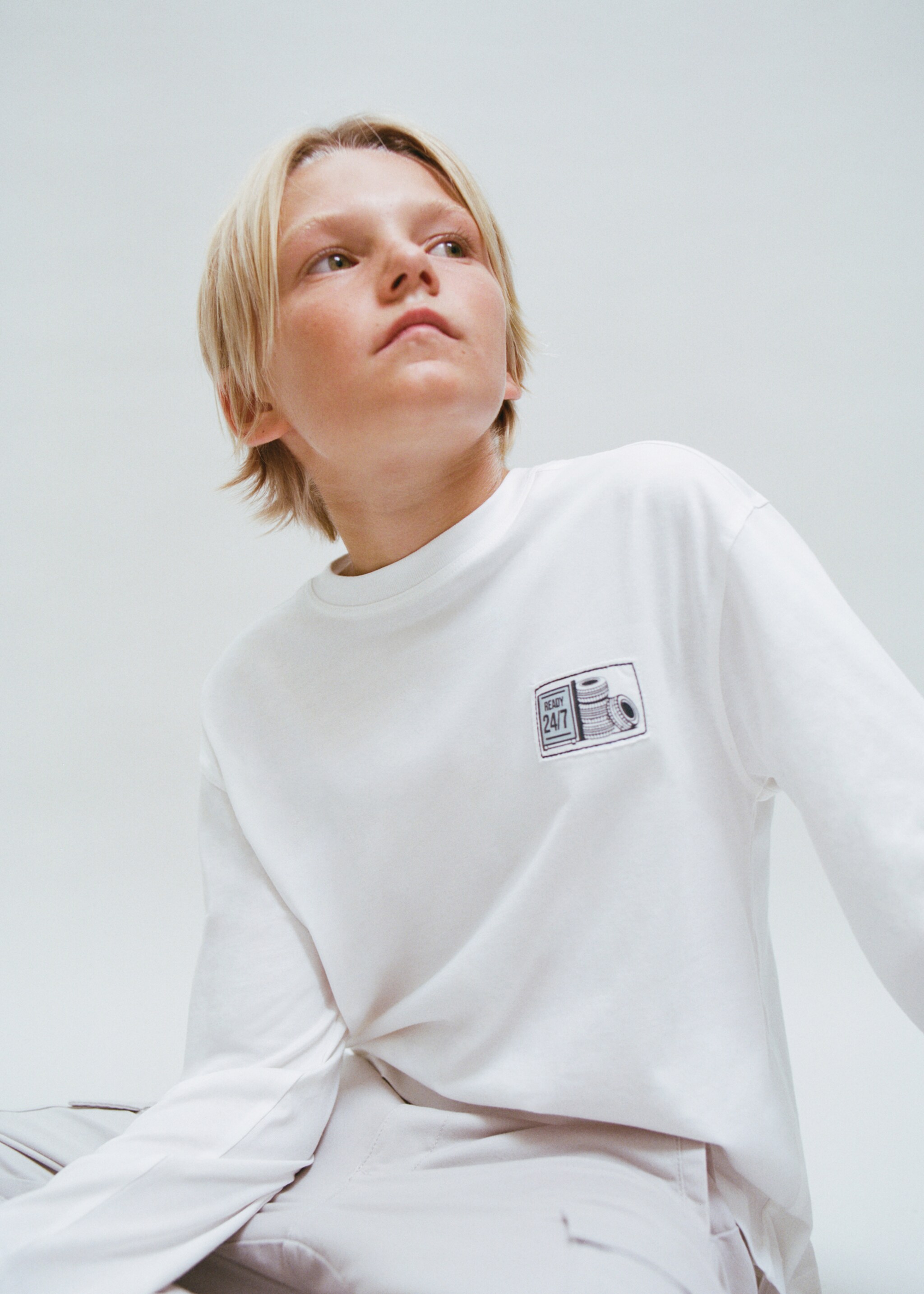 Langärmliges Print-T-Shirt - Detail des Artikels 5, Cremeweiß. Ref: 17024429-00.