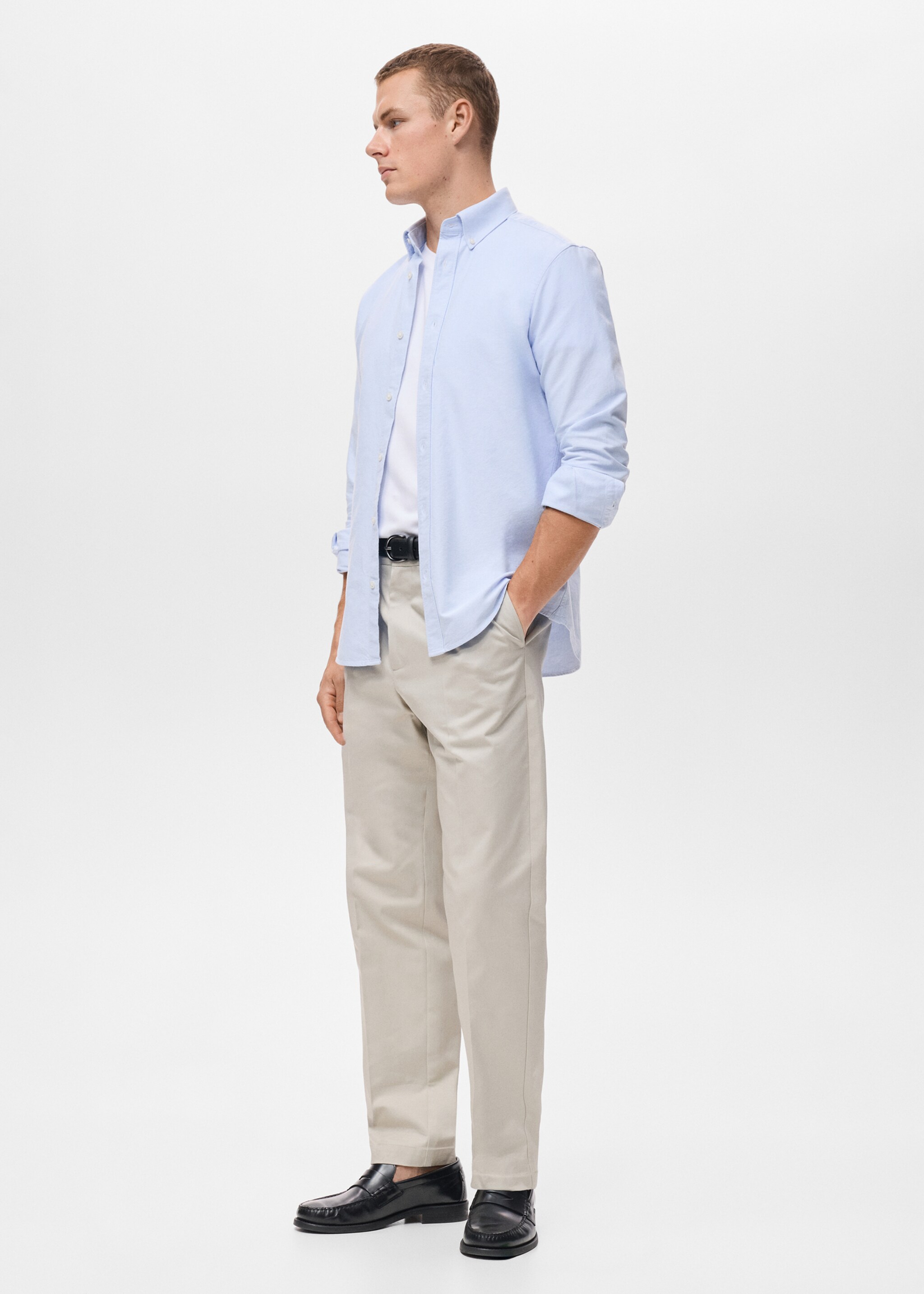 100% cotton Oxford shirt - Details of the article 2, Sky Blue. Ref: 17024431-00.