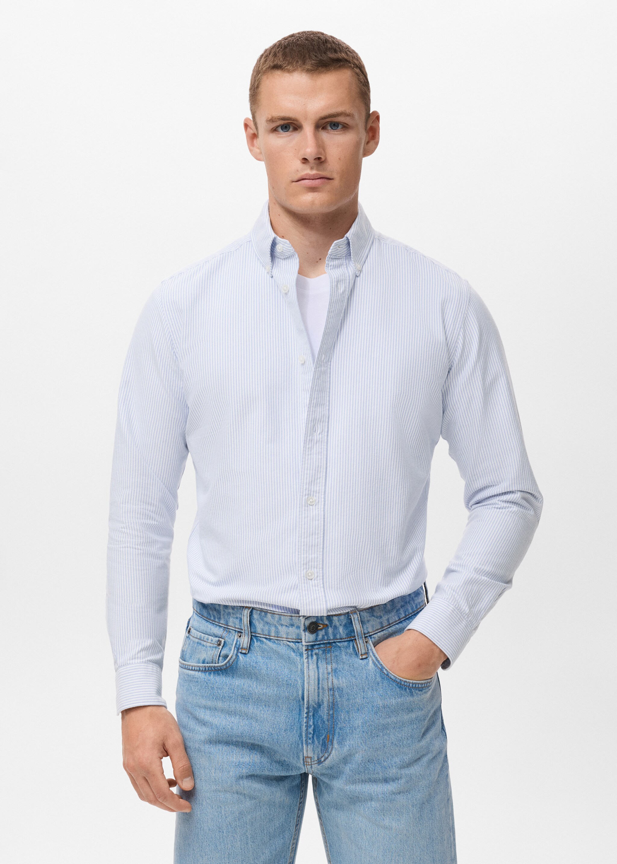 Camisa 100% algodón rayas kodak - Plano medio, Azul celeste. Ref: 17024432-00.