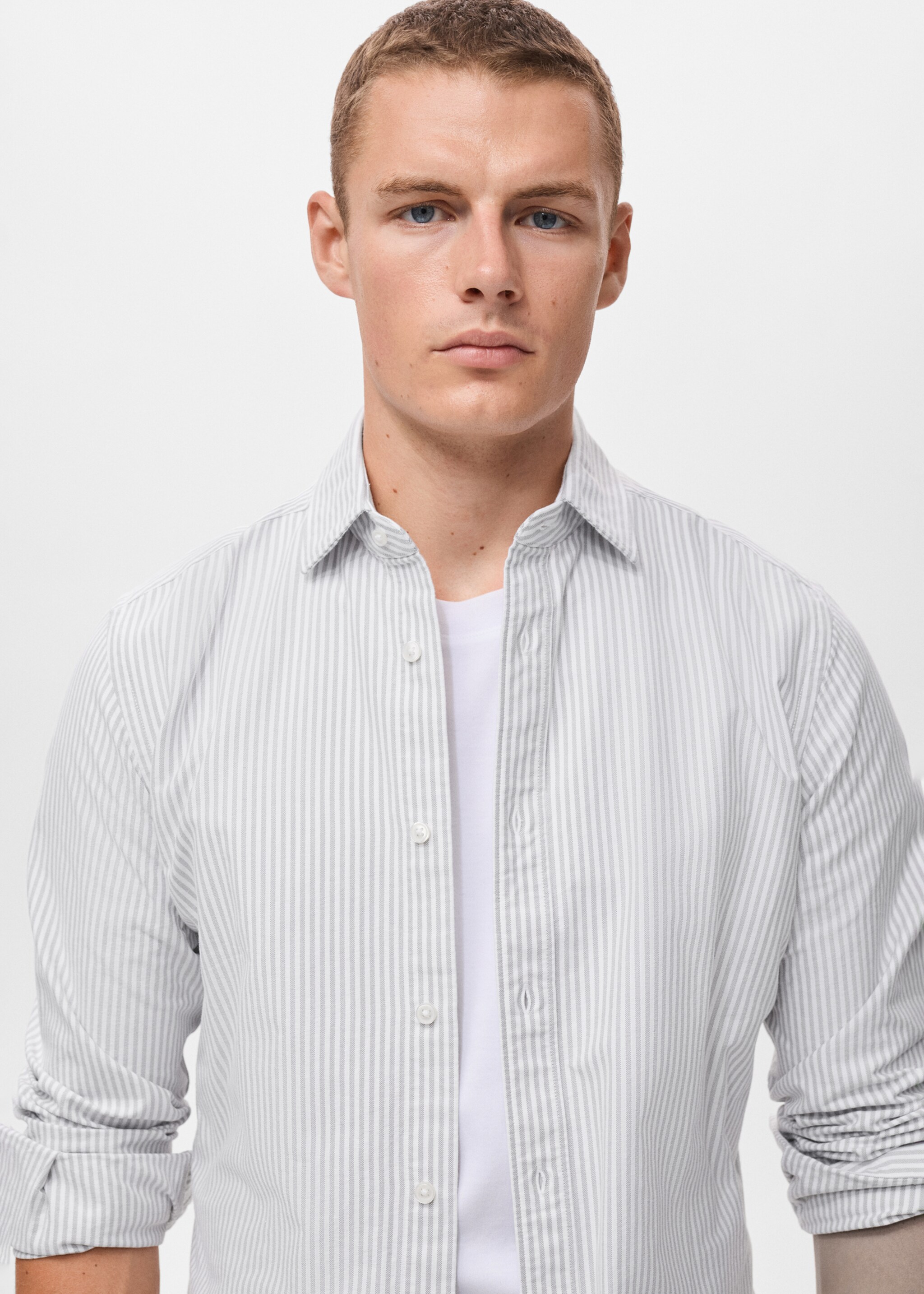 Chemise 100 % coton rayures bicolores - Détail de l'article 1, Gris. Ref: 17024433-00.