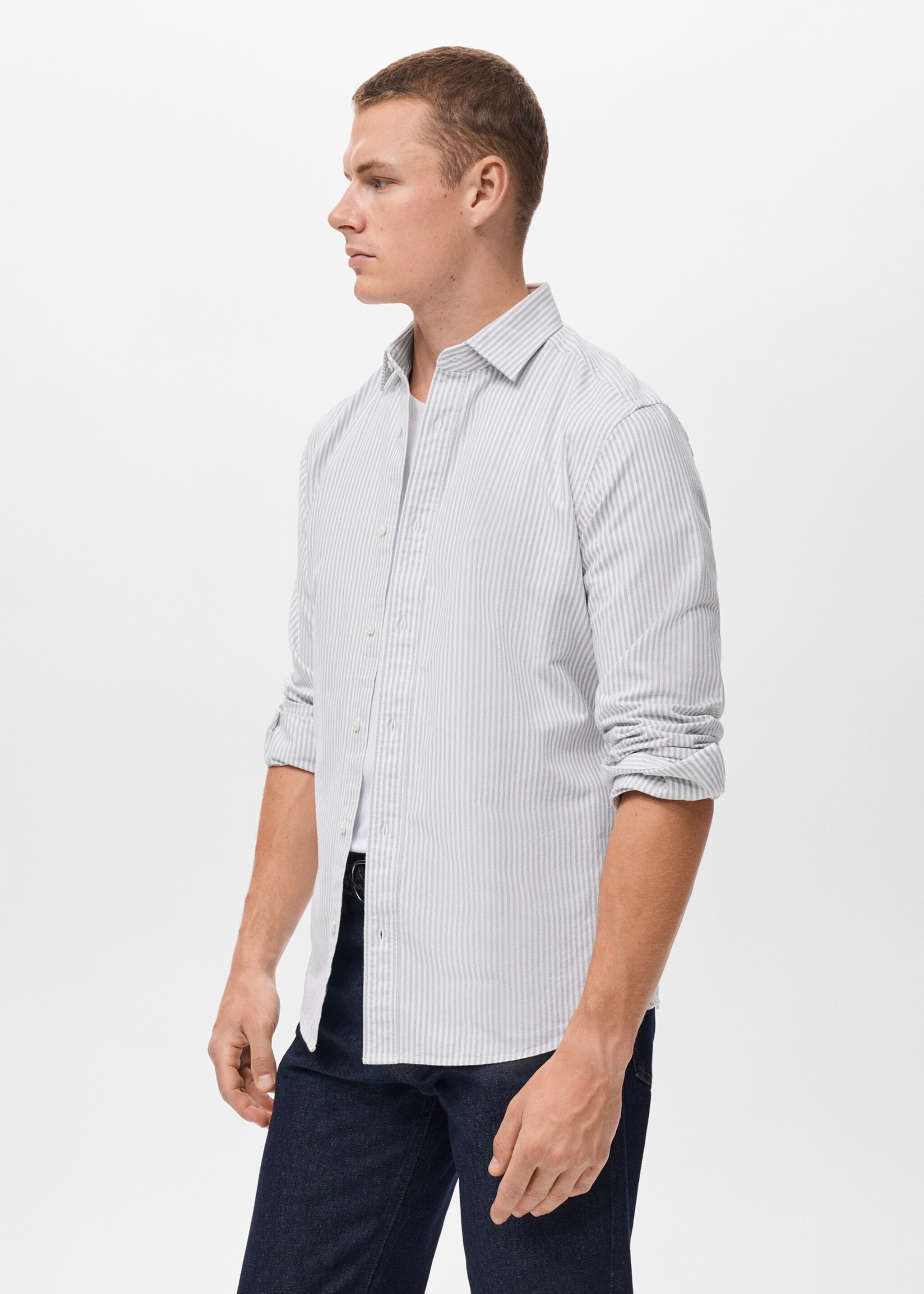 Chemise 100 % coton rayures bicolores - Détail de l'article 2, Gris. Ref: 17024433-00.
