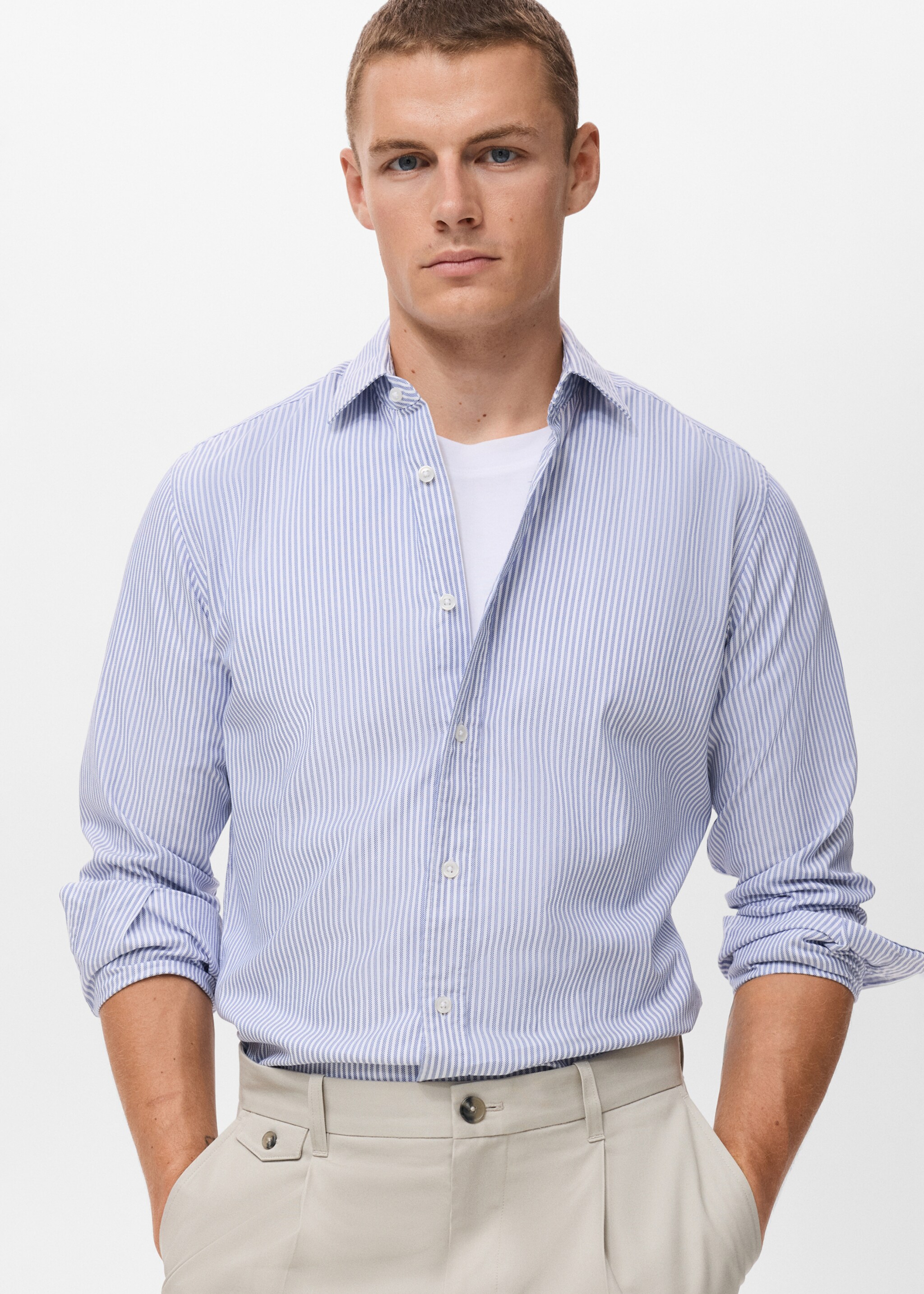 100% cotton kodak striped shirt - Medium plane, Navy. Ref: 17024434-00.