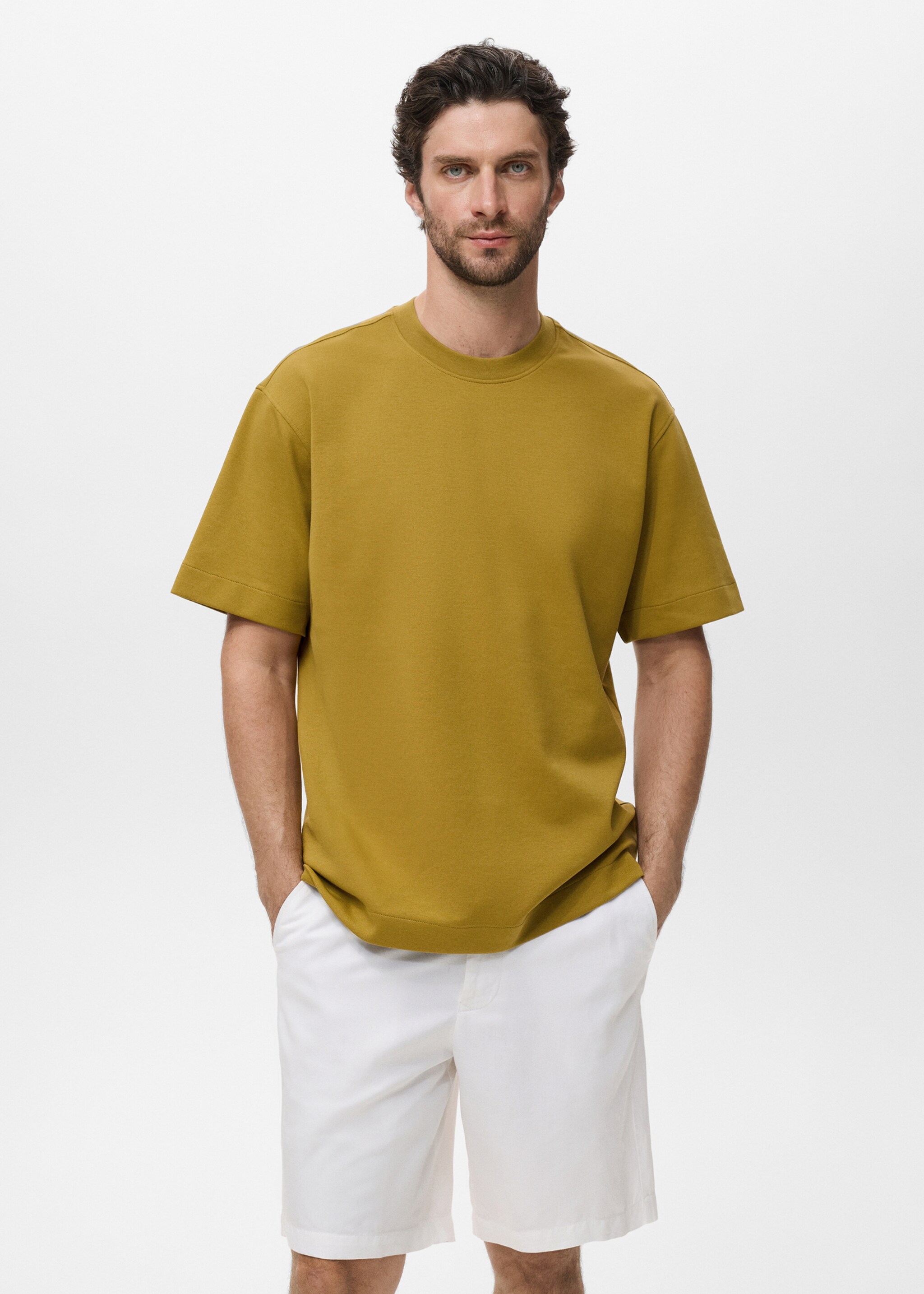 sweatshirt fabric t-shirt relaxed fit - Medium plane, Ochre. Ref: 17024436-00.