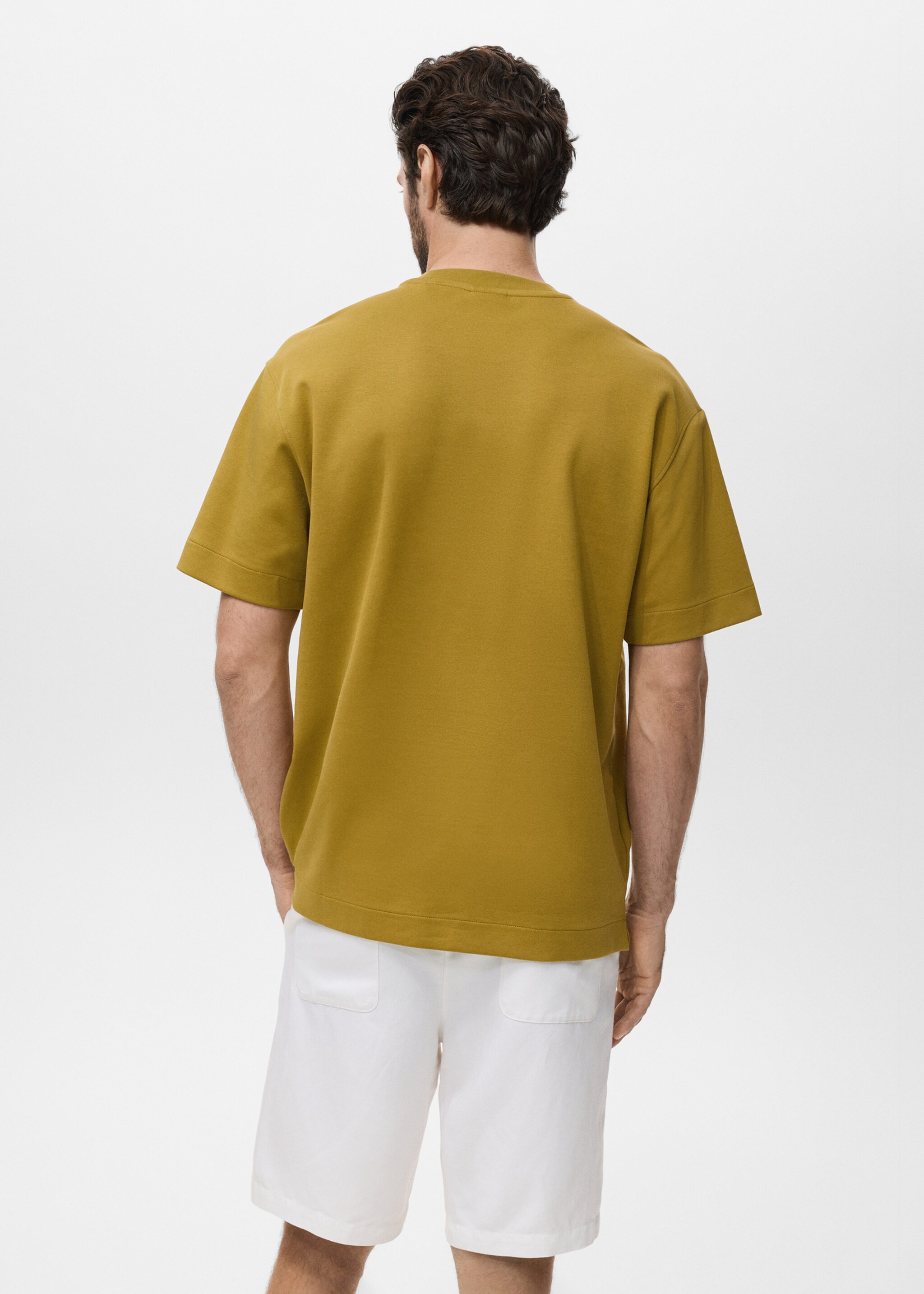 sweatshirt fabric t-shirt relaxed fit - Reverse of the article, Ochre. Ref: 17024436-00.