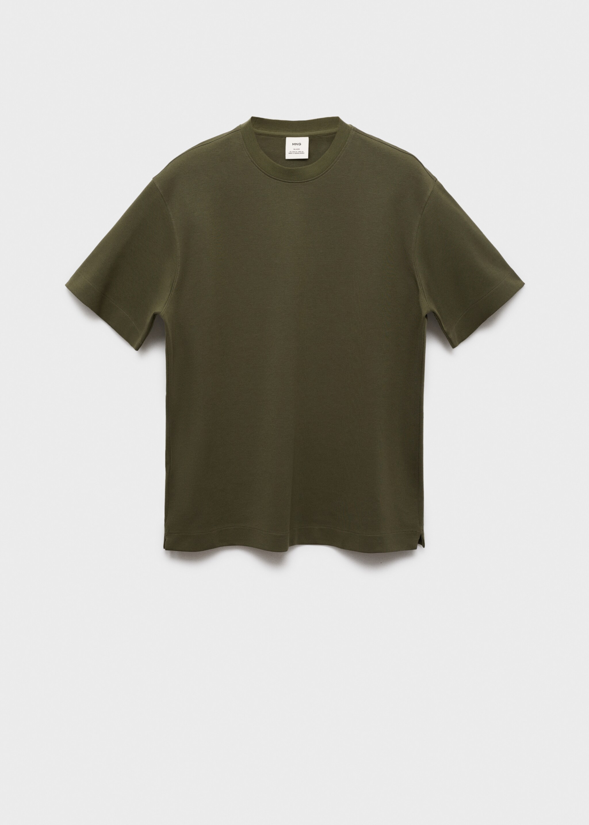 sweatshirt fabric t-shirt relaxed fit - Article without model, Khaki. Ref: 17024436-00.