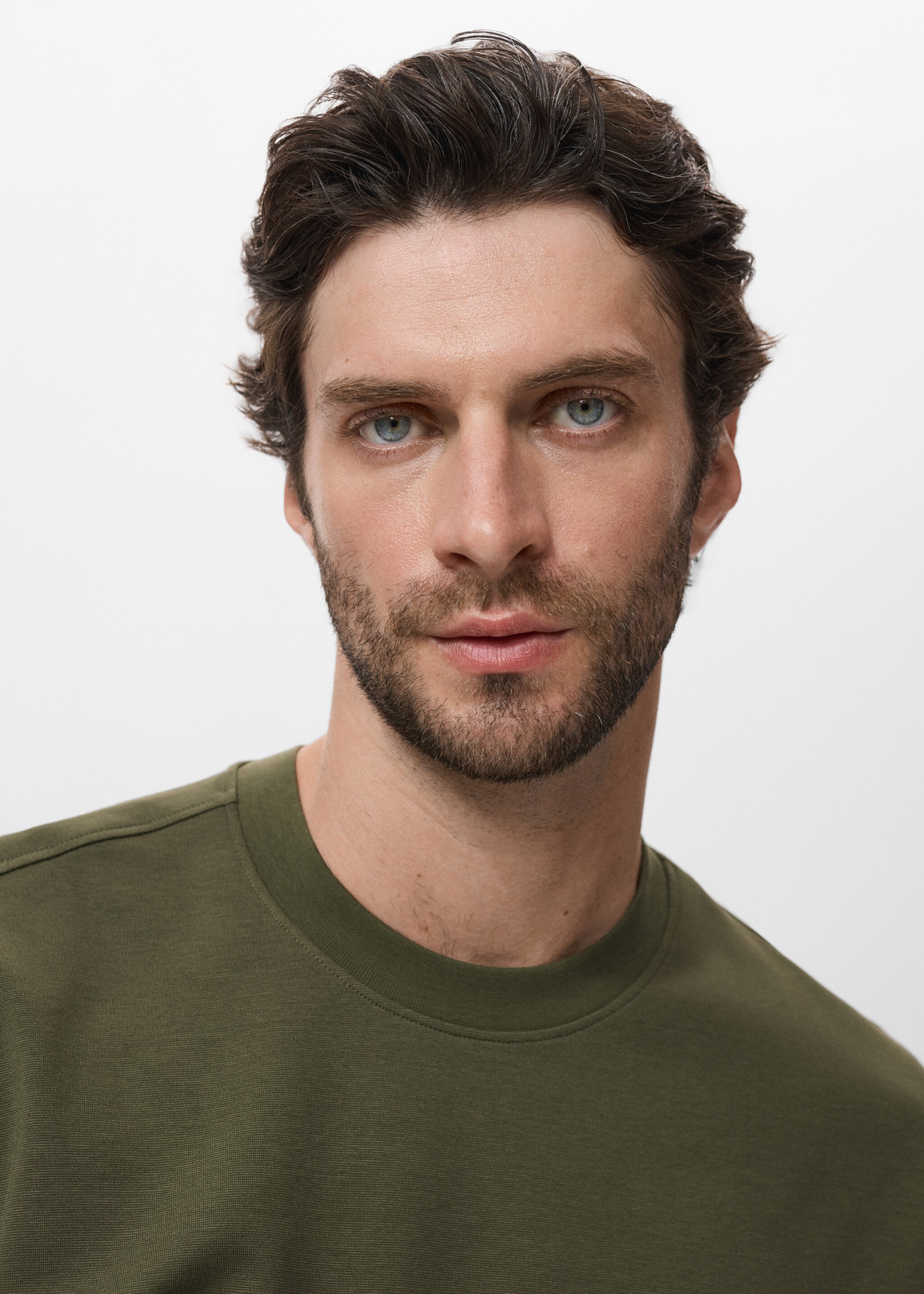 sweatshirt fabric t-shirt relaxed fit - Details of the article 1, Khaki. Ref: 17024436-00.