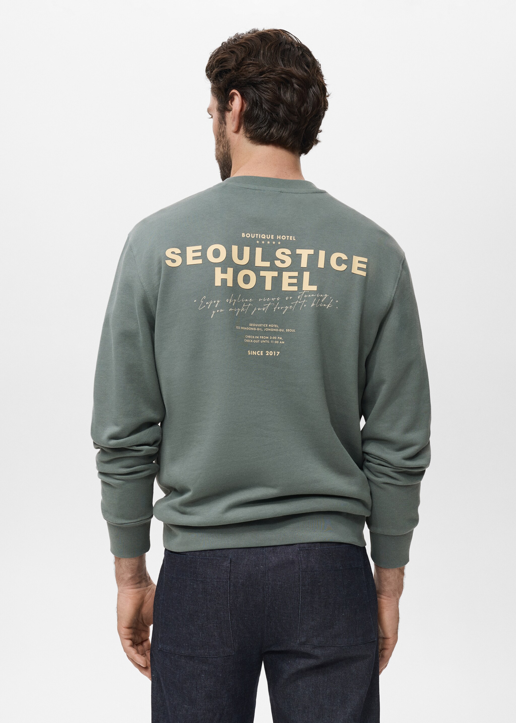 Sweatshirt seoul - Reverse of the article, Green. Ref: 17024440-00.