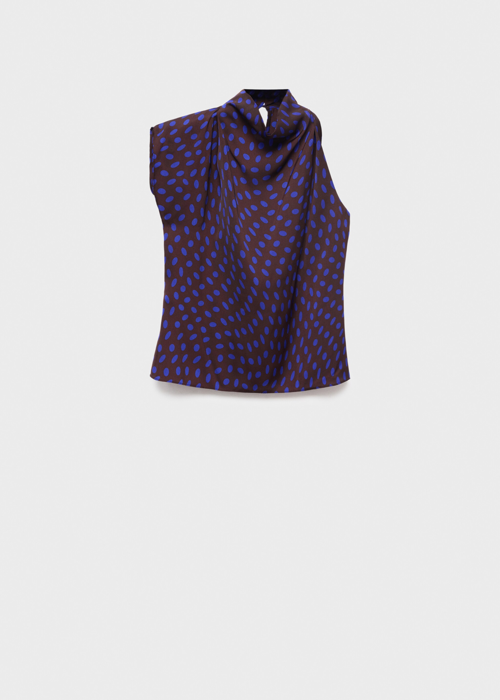 Polka-dot blouse with draped collar - Article without model, Brown. Ref: 17024446-00.
