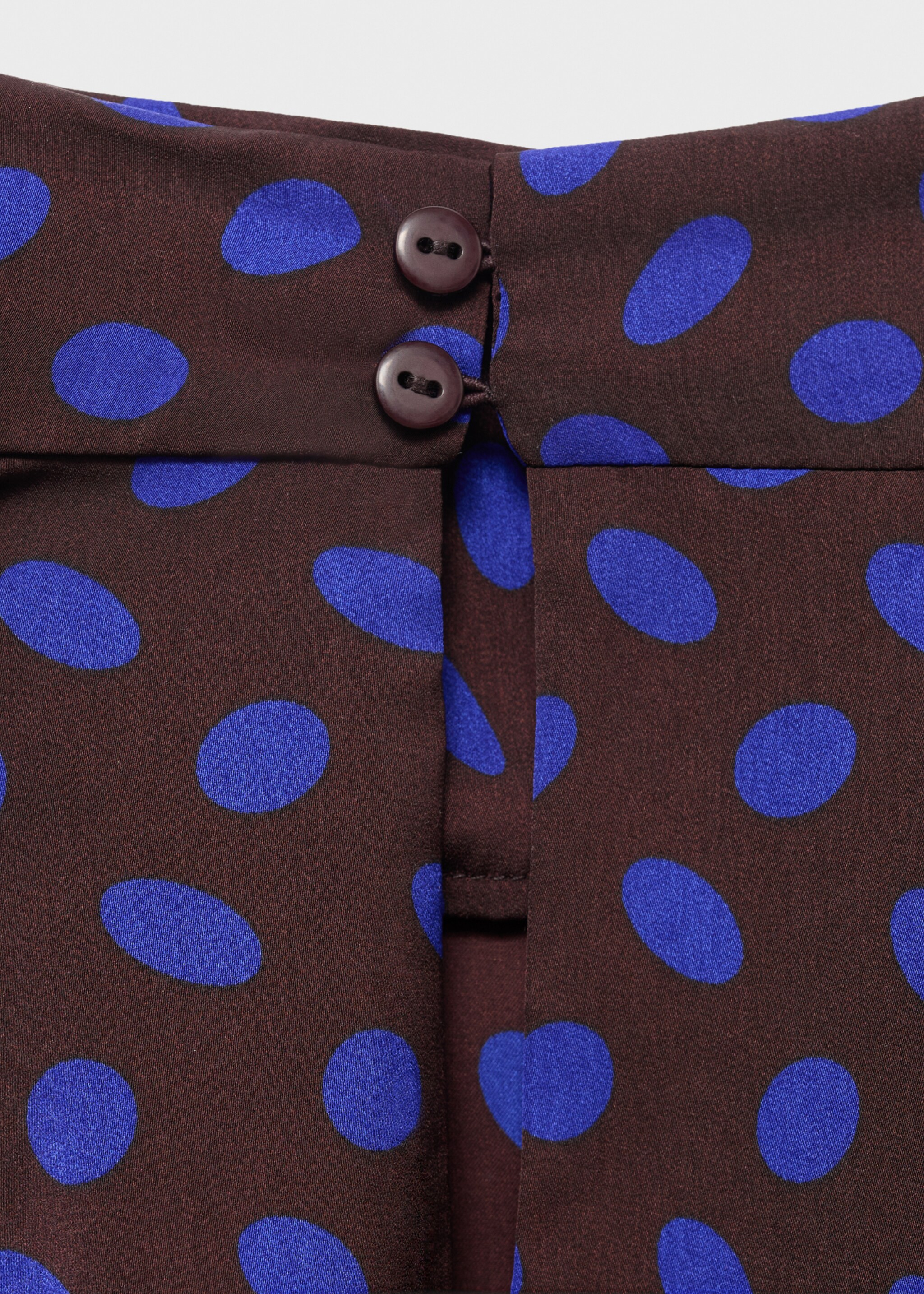 Polka-dot blouse with draped collar - Details of the article 8, Brown. Ref: 17024446-00.