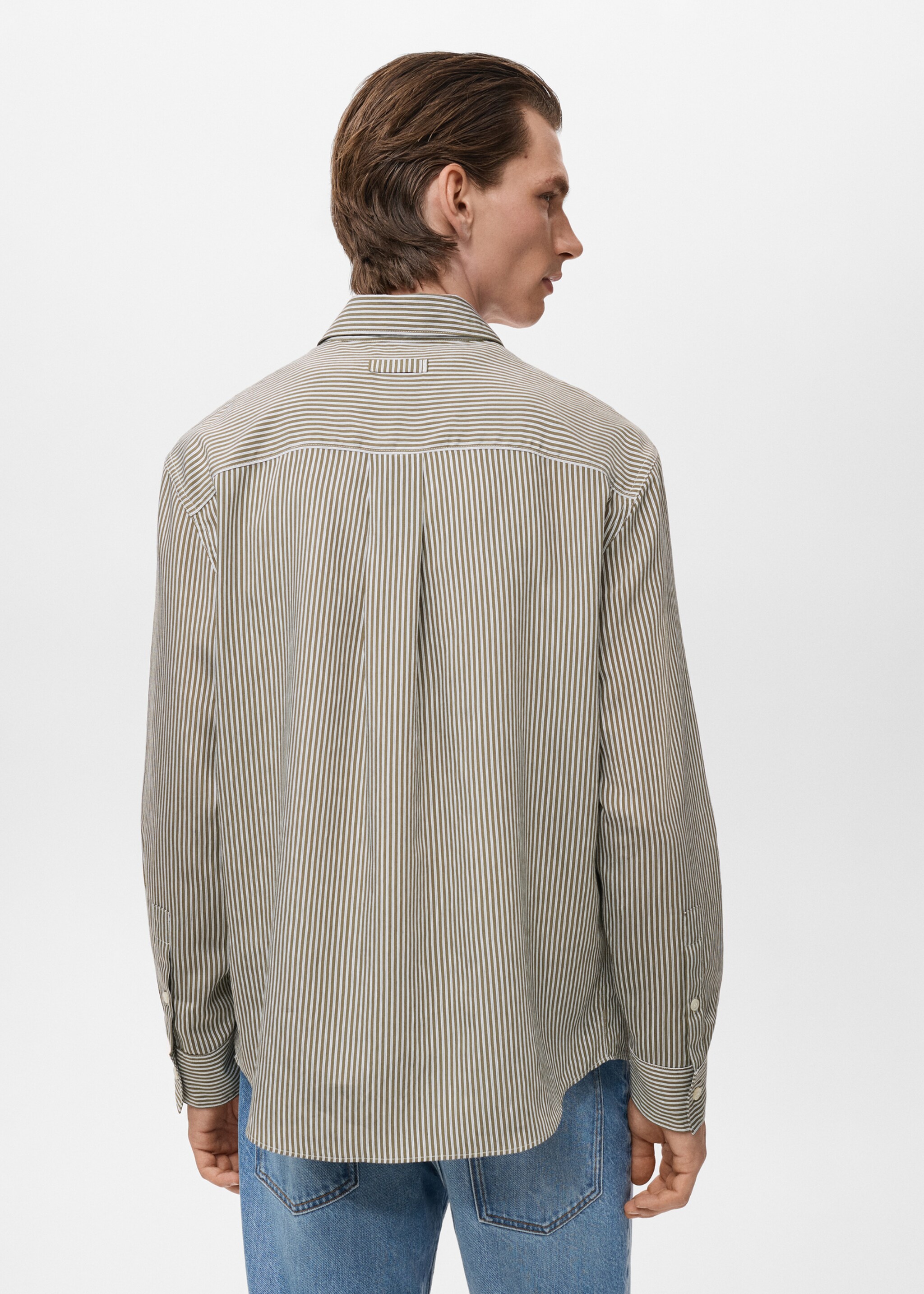 Chemise regular-fit en imprimé rayures - Verso de l’article, Olive. Ref: 17024449-00.