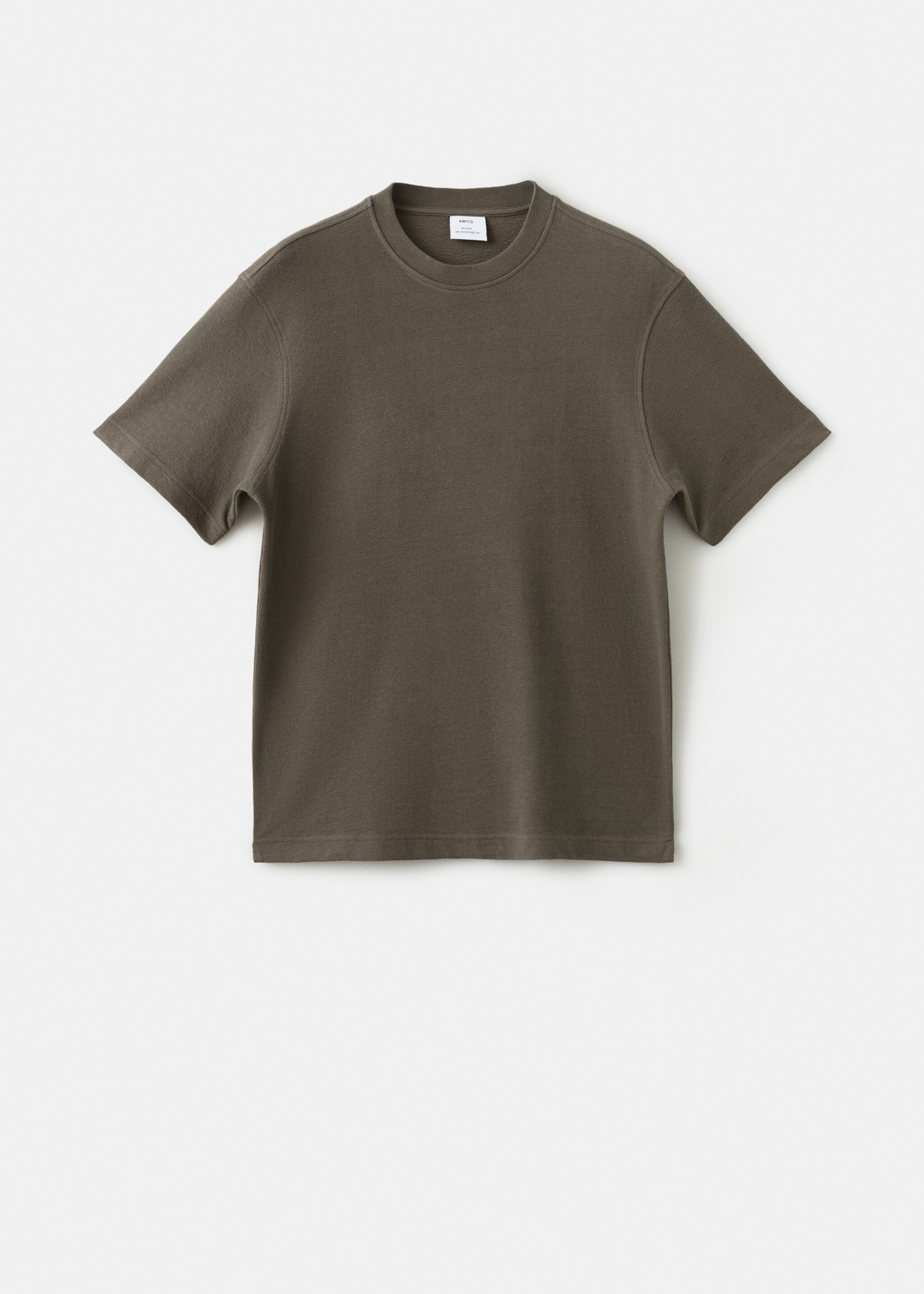 100% cotton relaxed-fit structured t-shirt - Article without model, Medium Brown. Ref: 17024450-00.