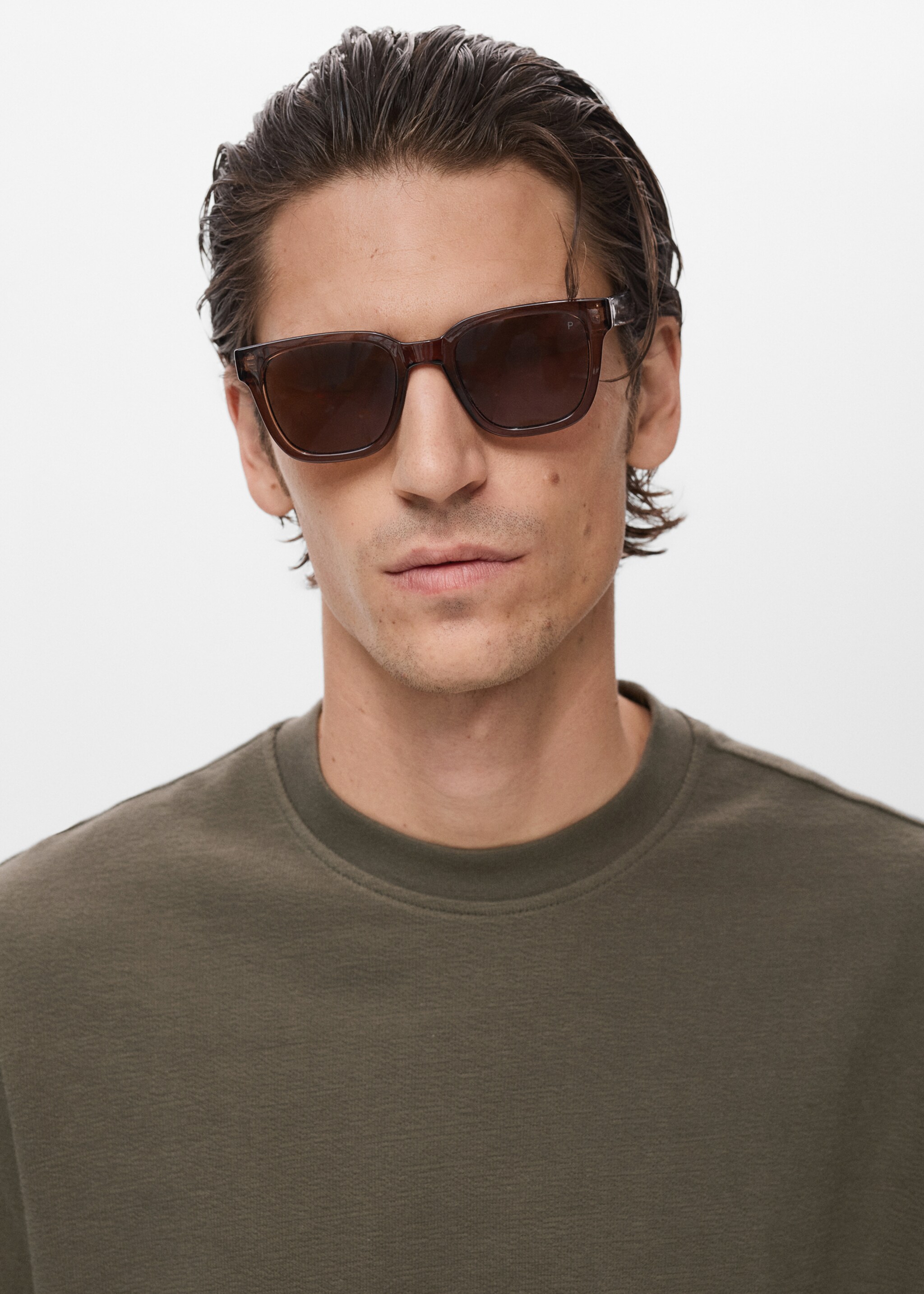 100% cotton relaxed-fit structured t-shirt - Details of the article 1, Medium Brown. Ref: 17024450-00.