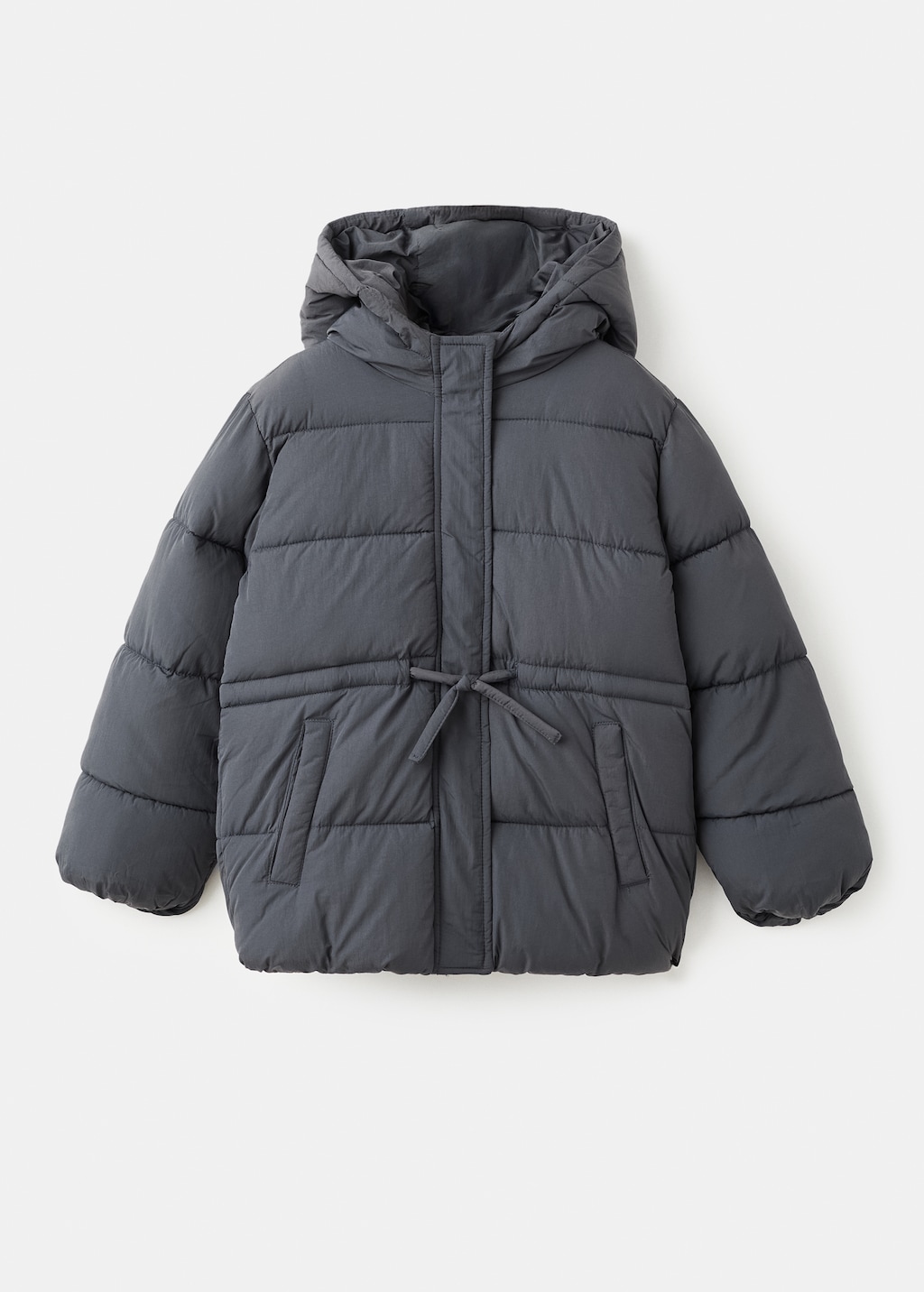 Hooded anorak with drawstring