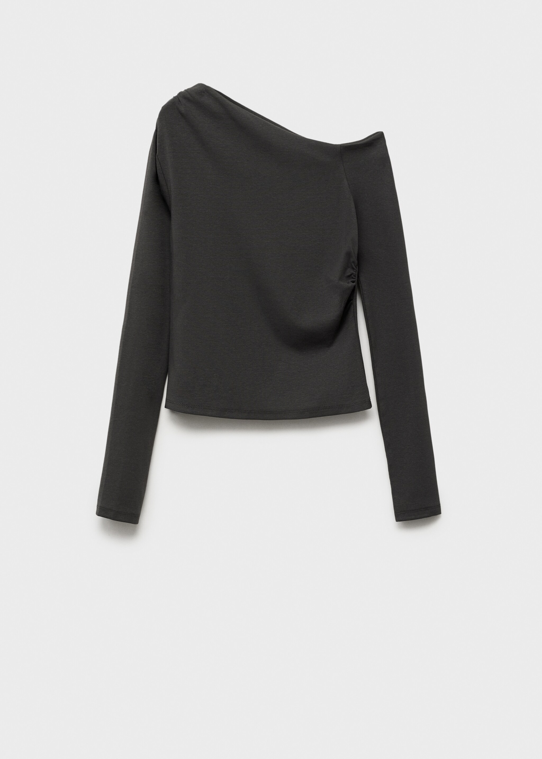 Asymmetric cotton T-shirt - Article without model, Charcoal. Ref: 17024778-00.