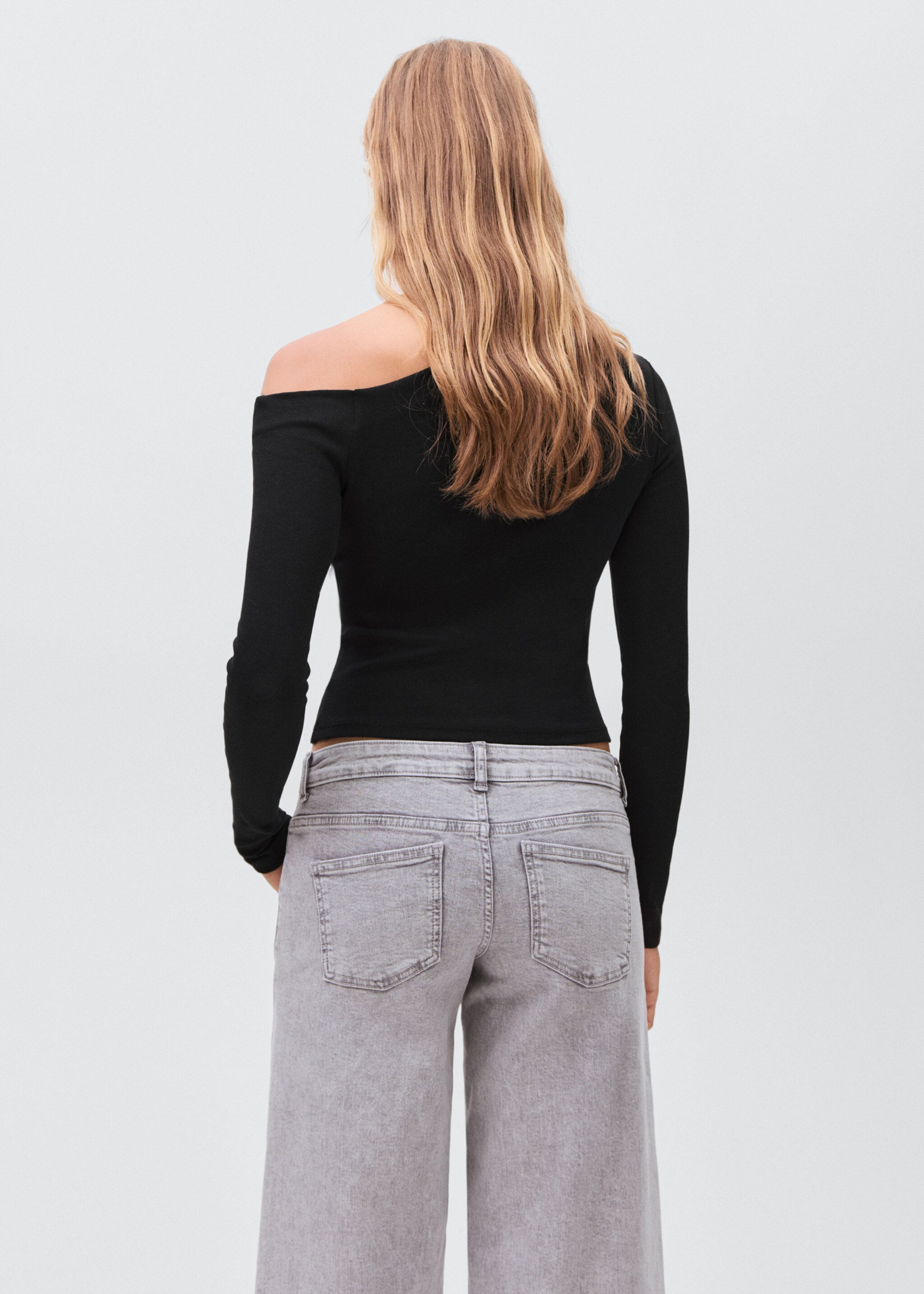 Asymmetric cotton T-shirt - Reverse of the article, Black. Ref: 17024778-00.