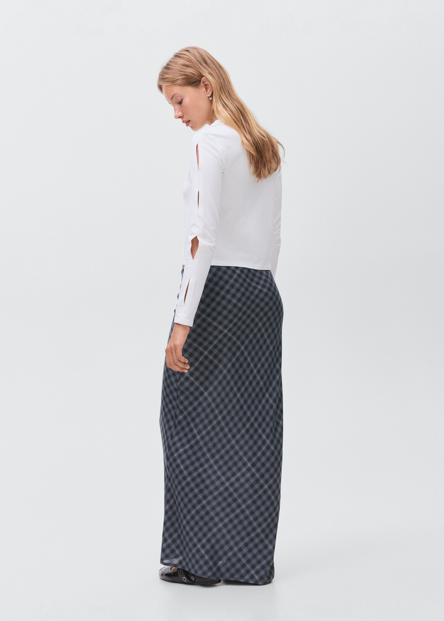 Checked long skirt - Reverse of the article