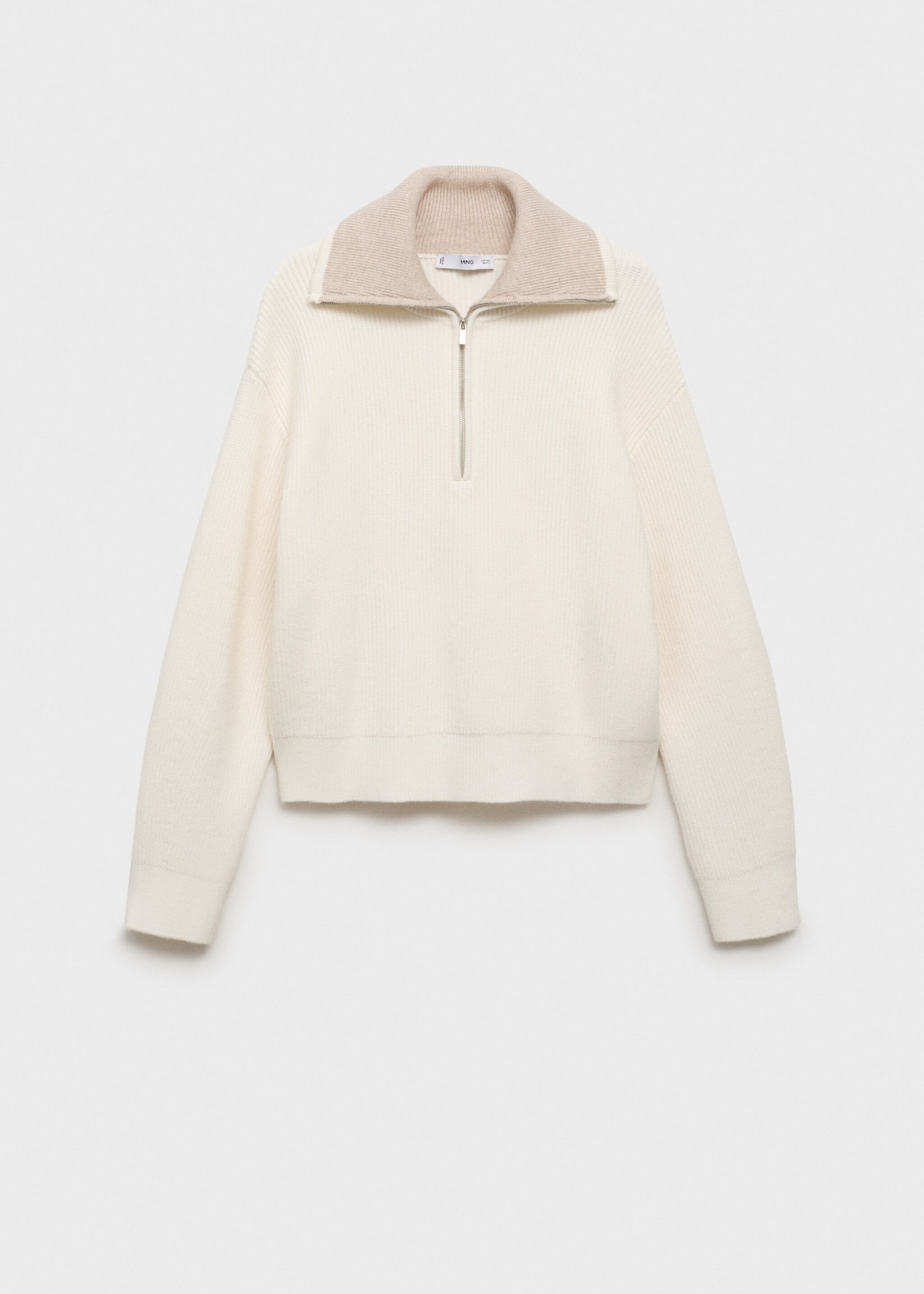 Contrast collar zipper sweater - Article without model, Light/Pastel Grey. Ref: 17024781-00.