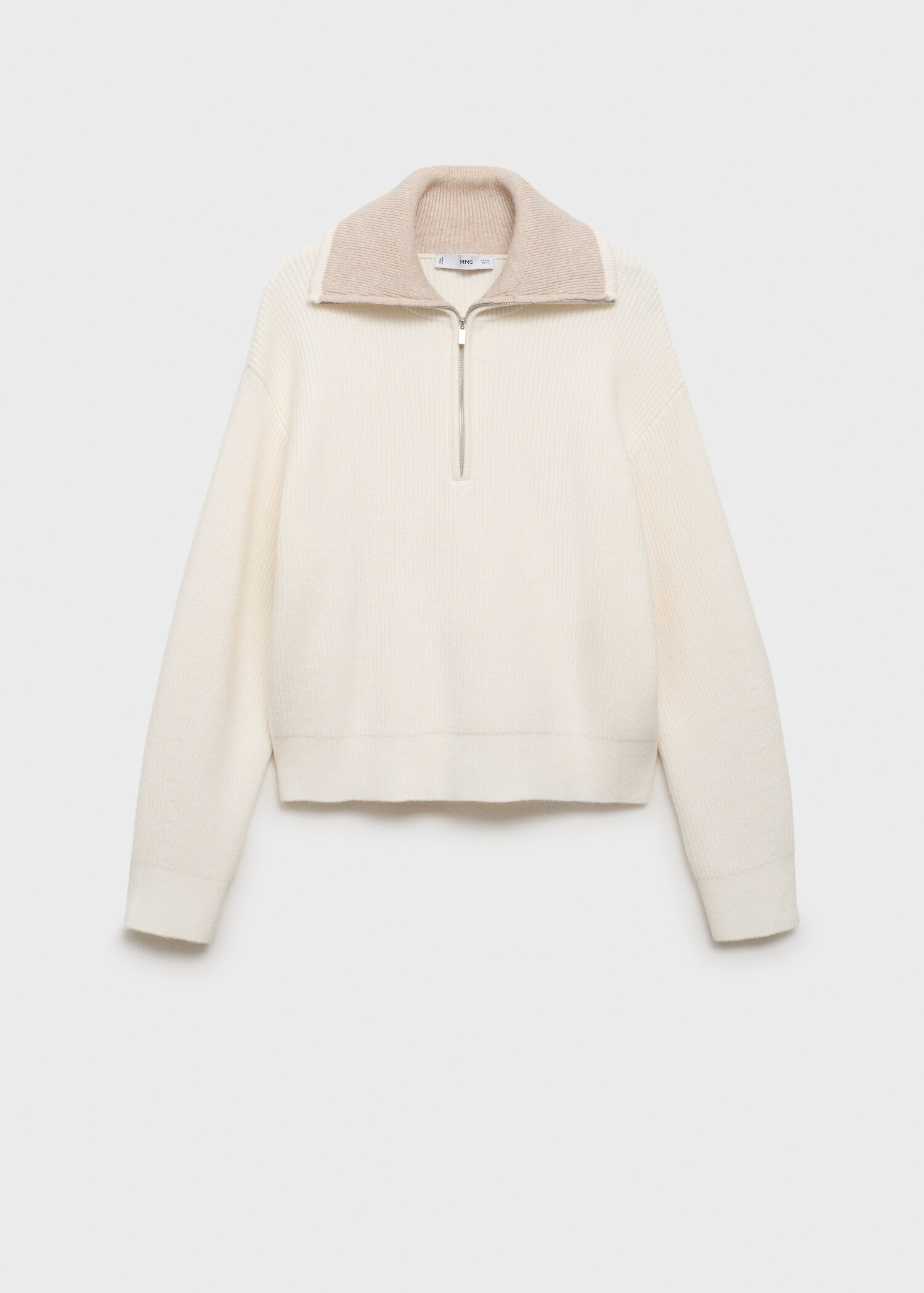 Contrast collar zipper sweater - Article without model