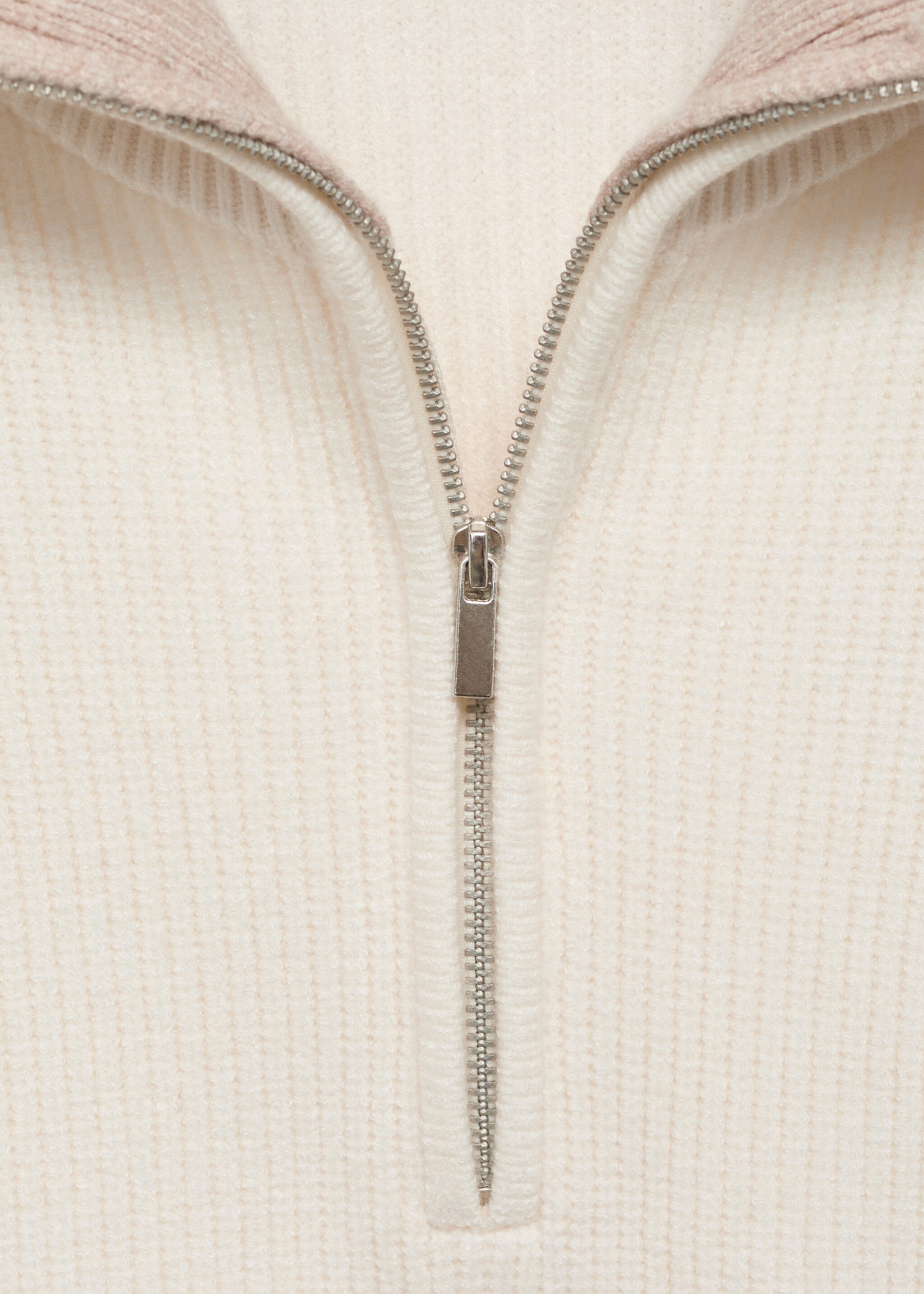 Contrast collar zipper sweater - Details of the article 8, Light/Pastel Grey. Ref: 17024781-00.