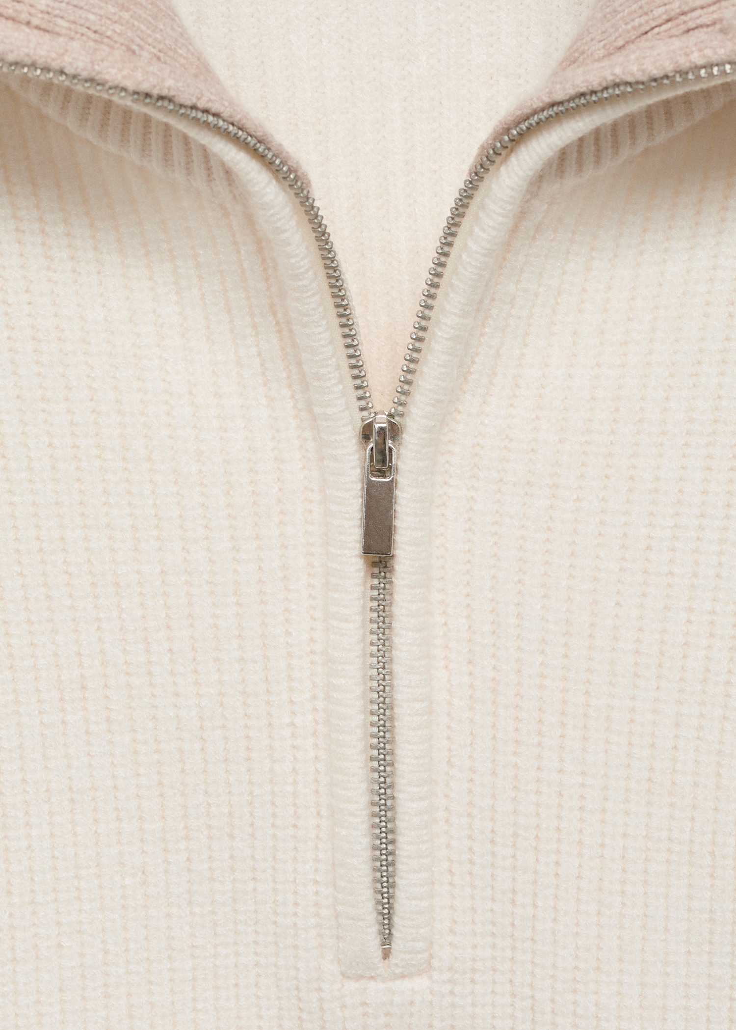 Contrast collar zipper sweater - Details of the article 8