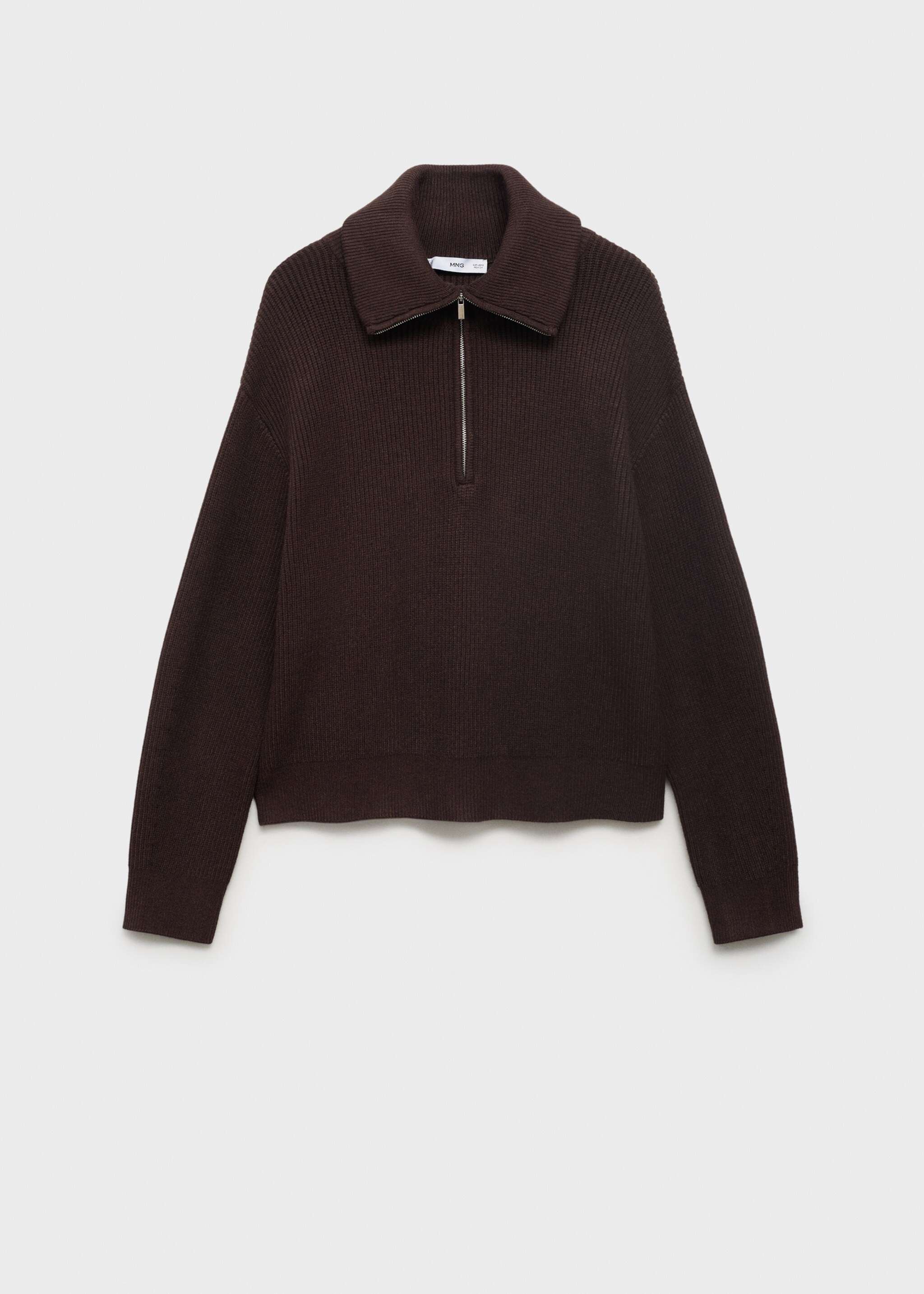 Contrast collar zipper sweater - Article without model, Chocolate. Ref: 17024781-00.