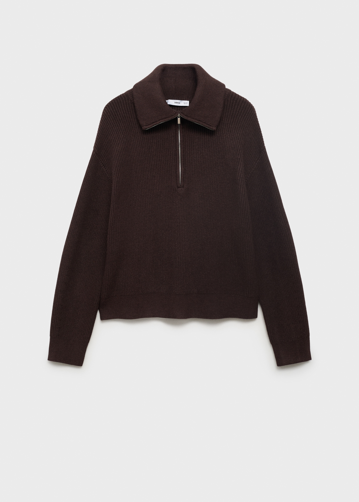Contrast collar zipper sweater - Article without model