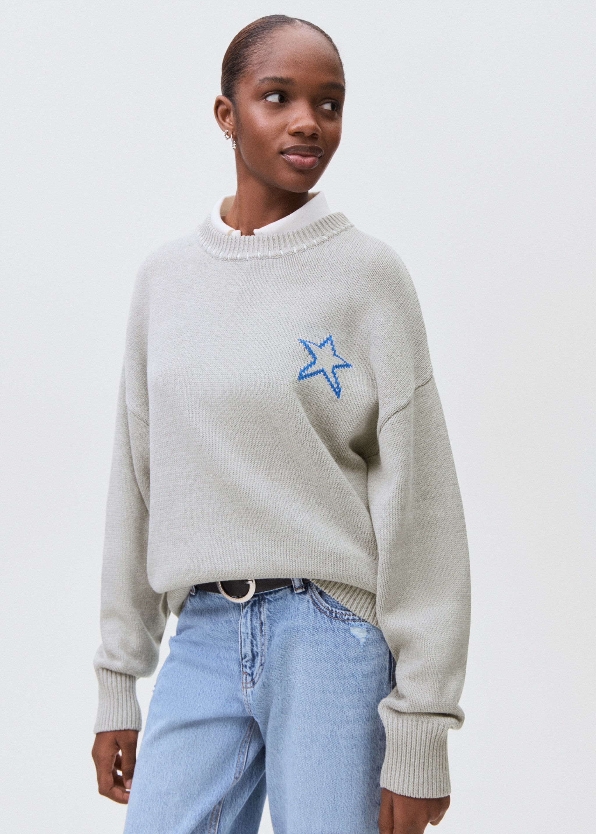 Star knitted sweater - Medium plane, Grey. Ref: 17024782-00.