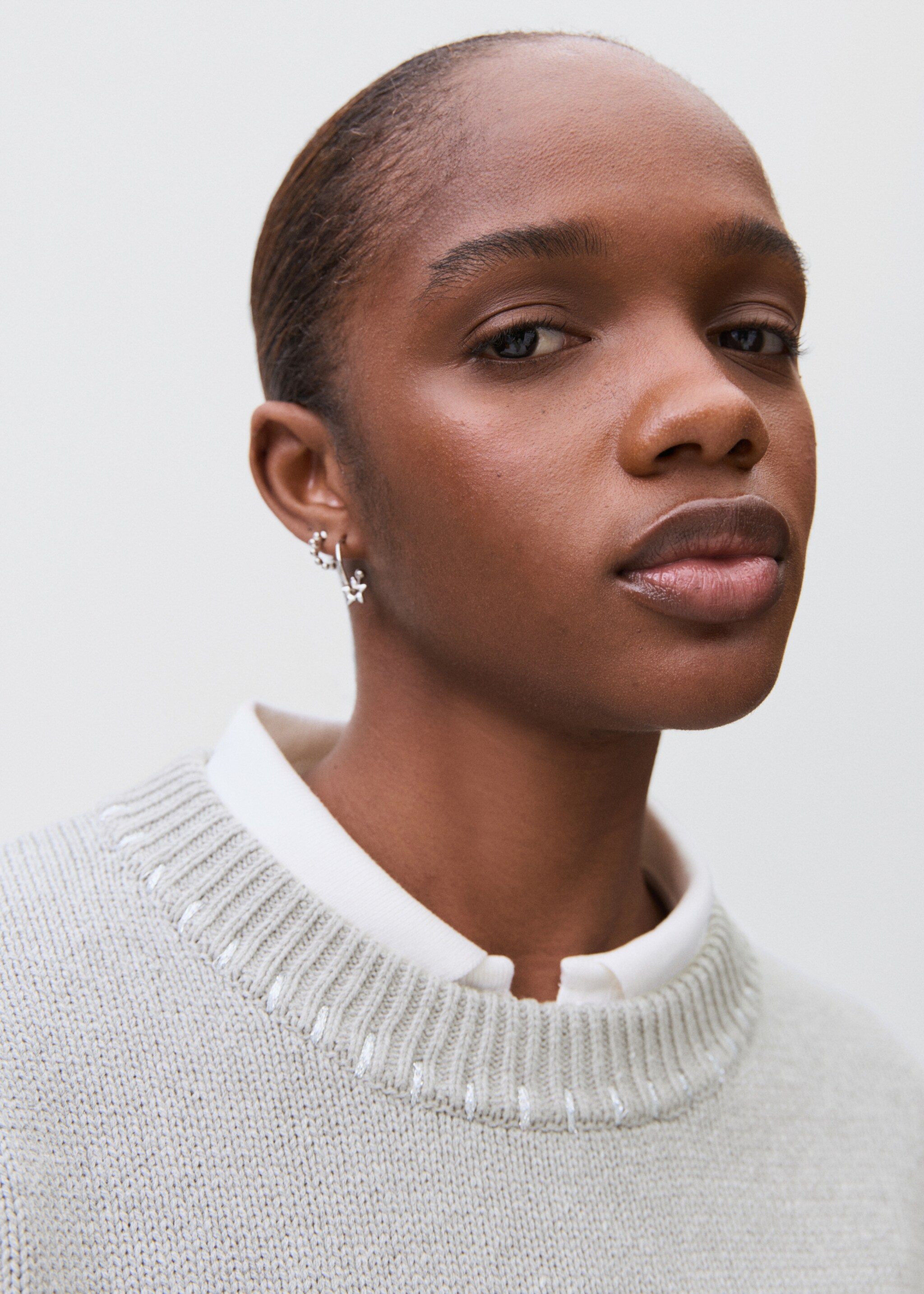 Star knitted sweater - Details of the article 1, Grey. Ref: 17024782-00.