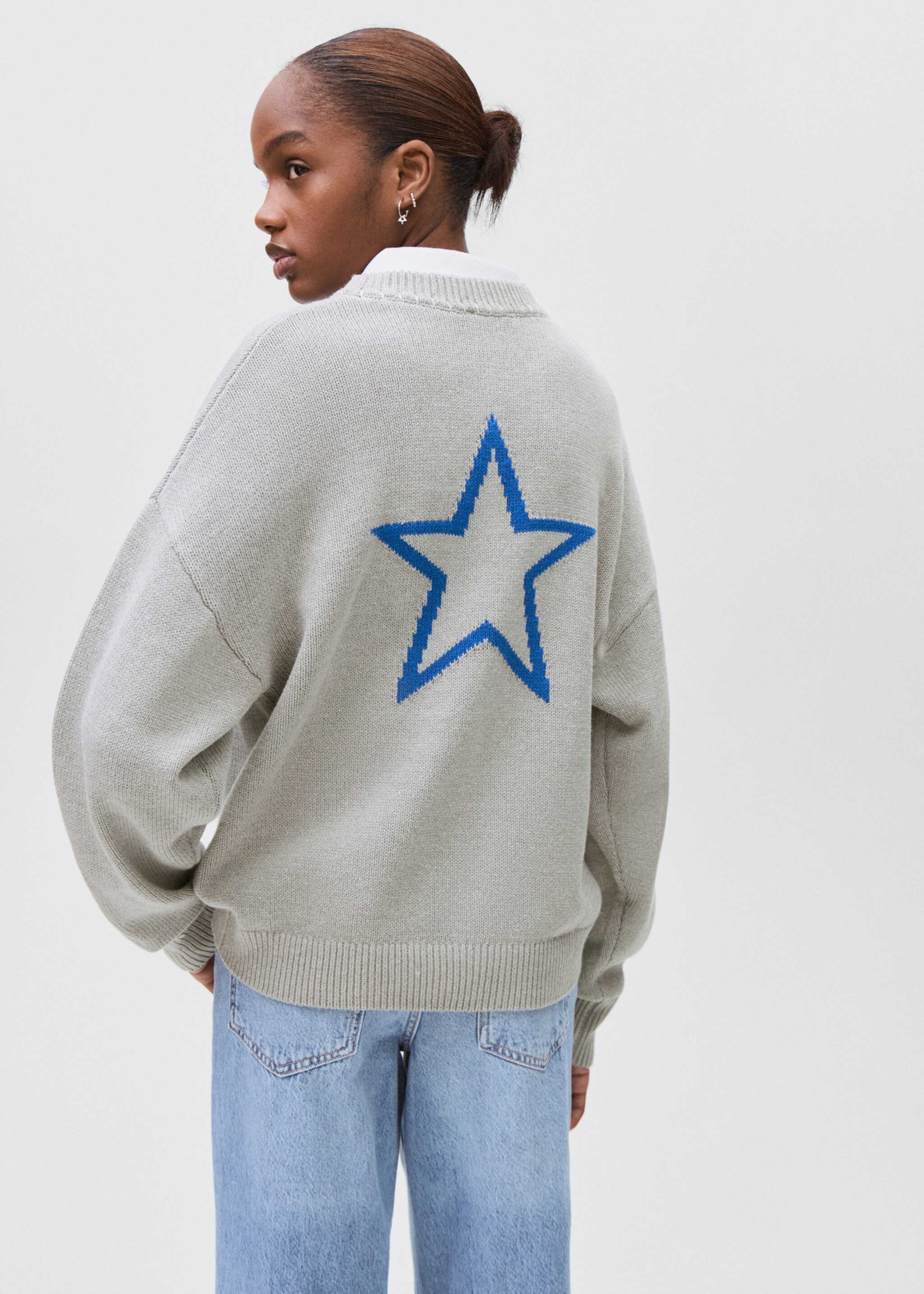 Star knitted sweater - Reverse of the article, Grey. Ref: 17024782-00.