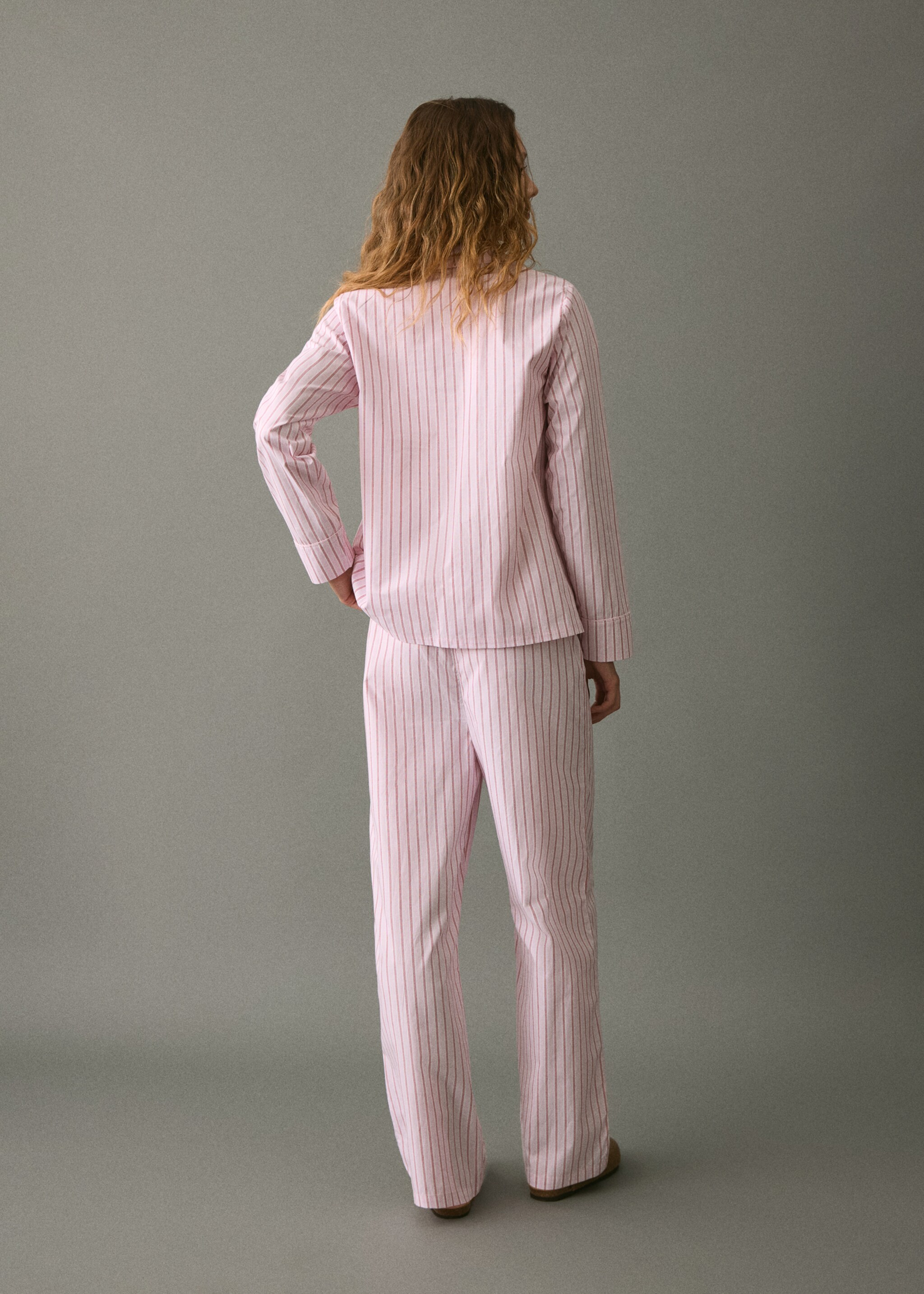 Lange gestreepte pyjama - Achterkant van het artikel, Pastelroze. Ref: 17024788-00.