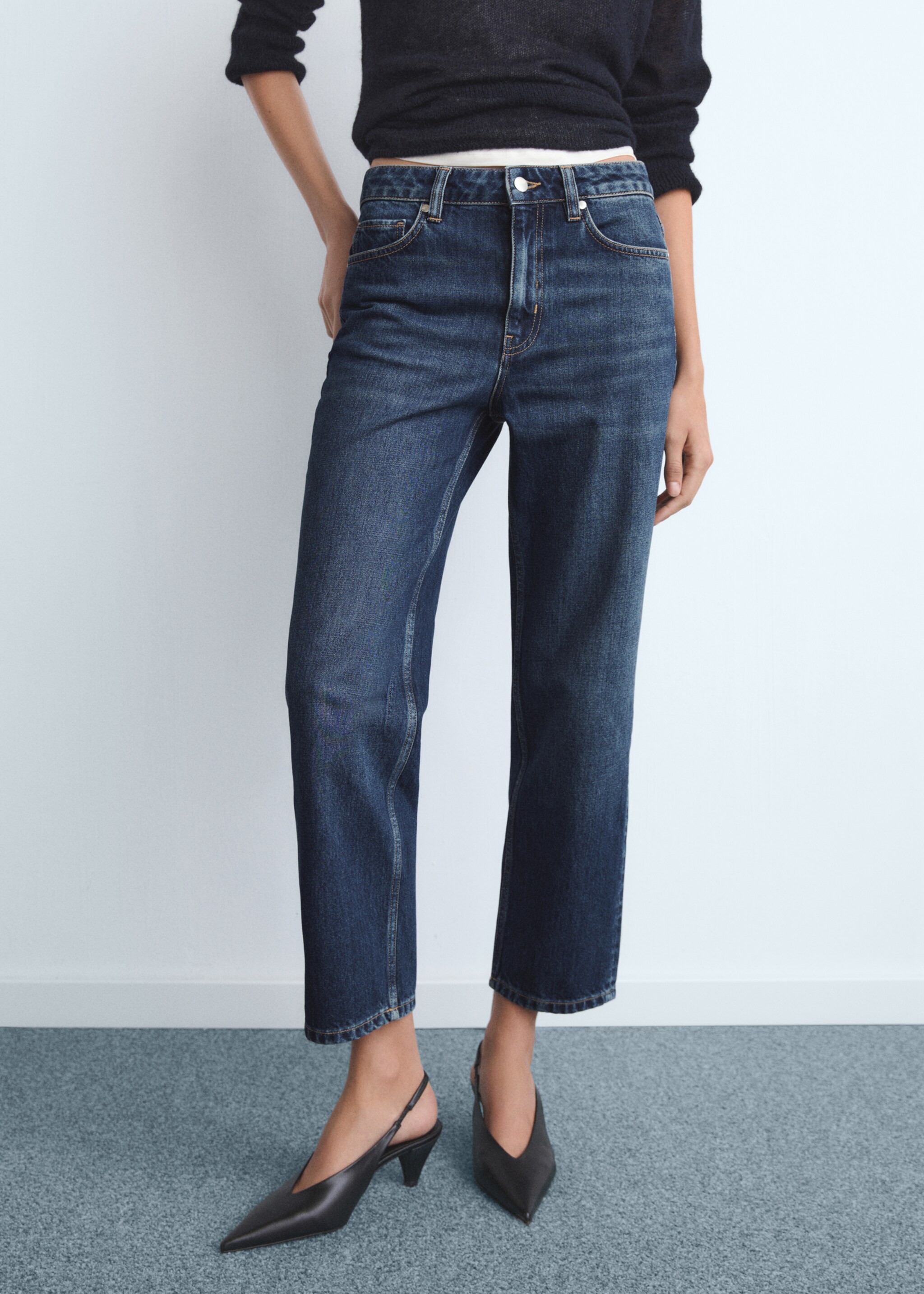 Mid-rise straight jeans - Medium plane, Dark Blue. Ref: 17024789-00.