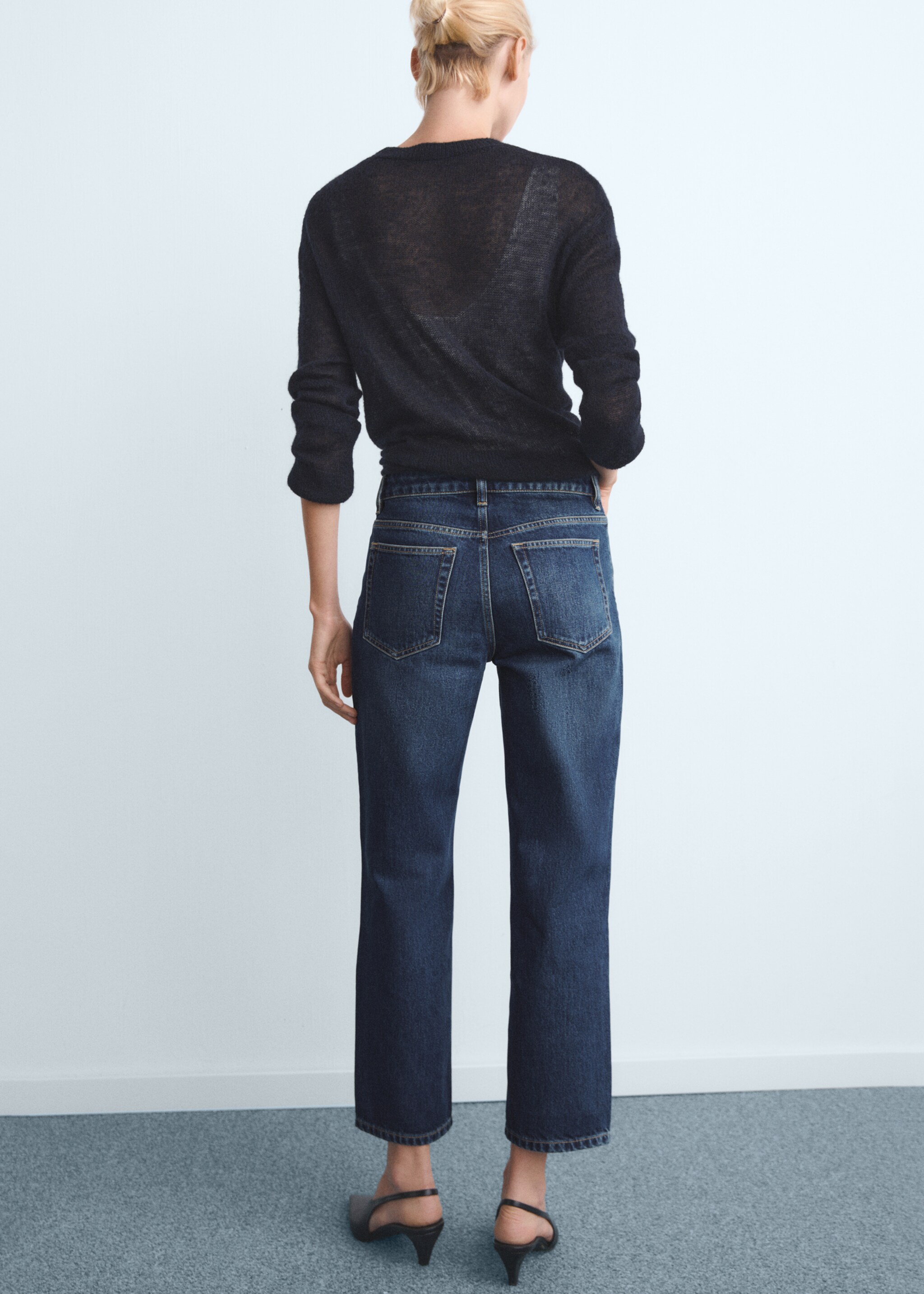 Mid-rise straight jeans - Reverse of the article, Dark Blue. Ref: 17024789-00.