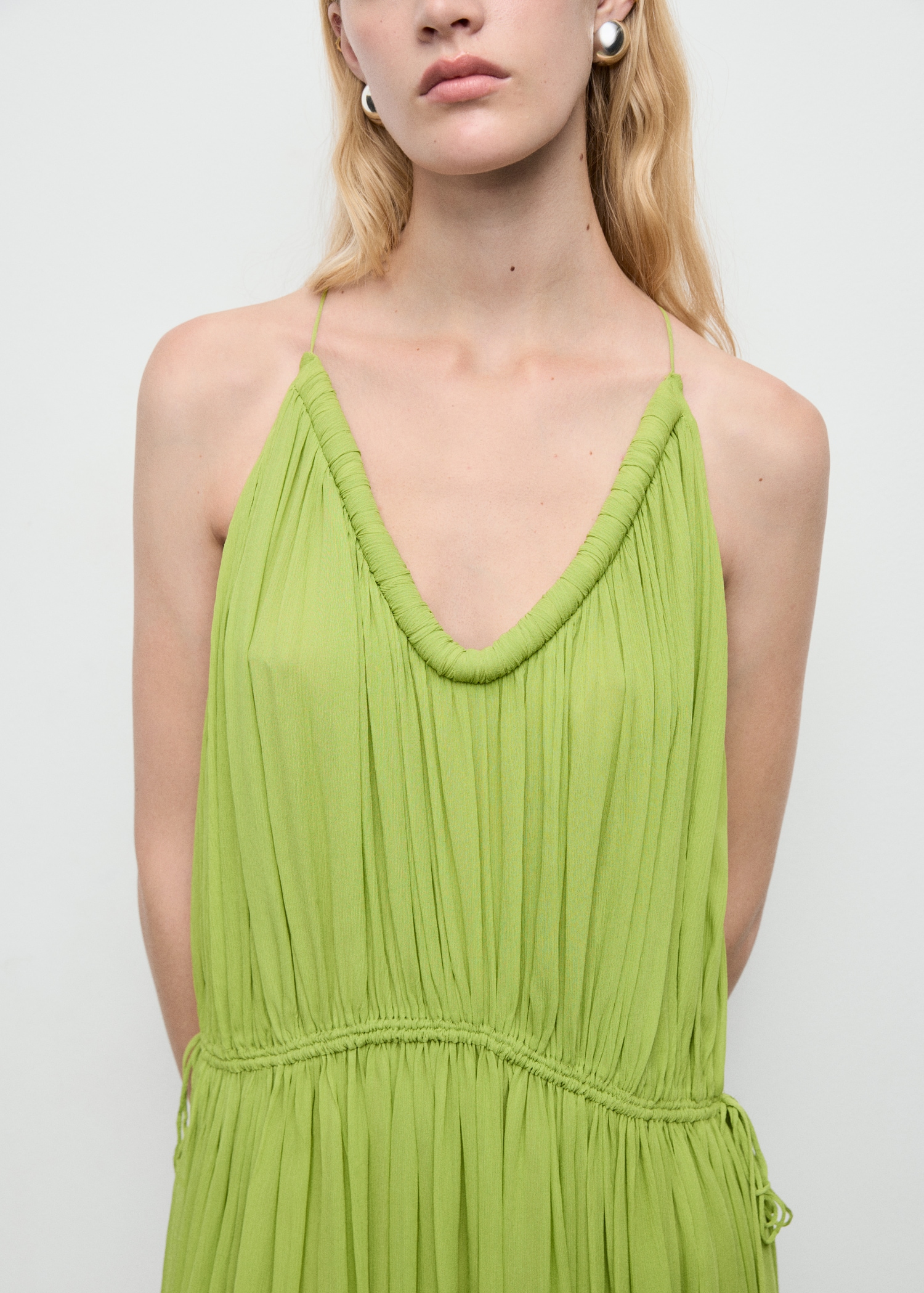 Vestido Verde Ver Vestidos De Mango Vestido Plisado Oversize