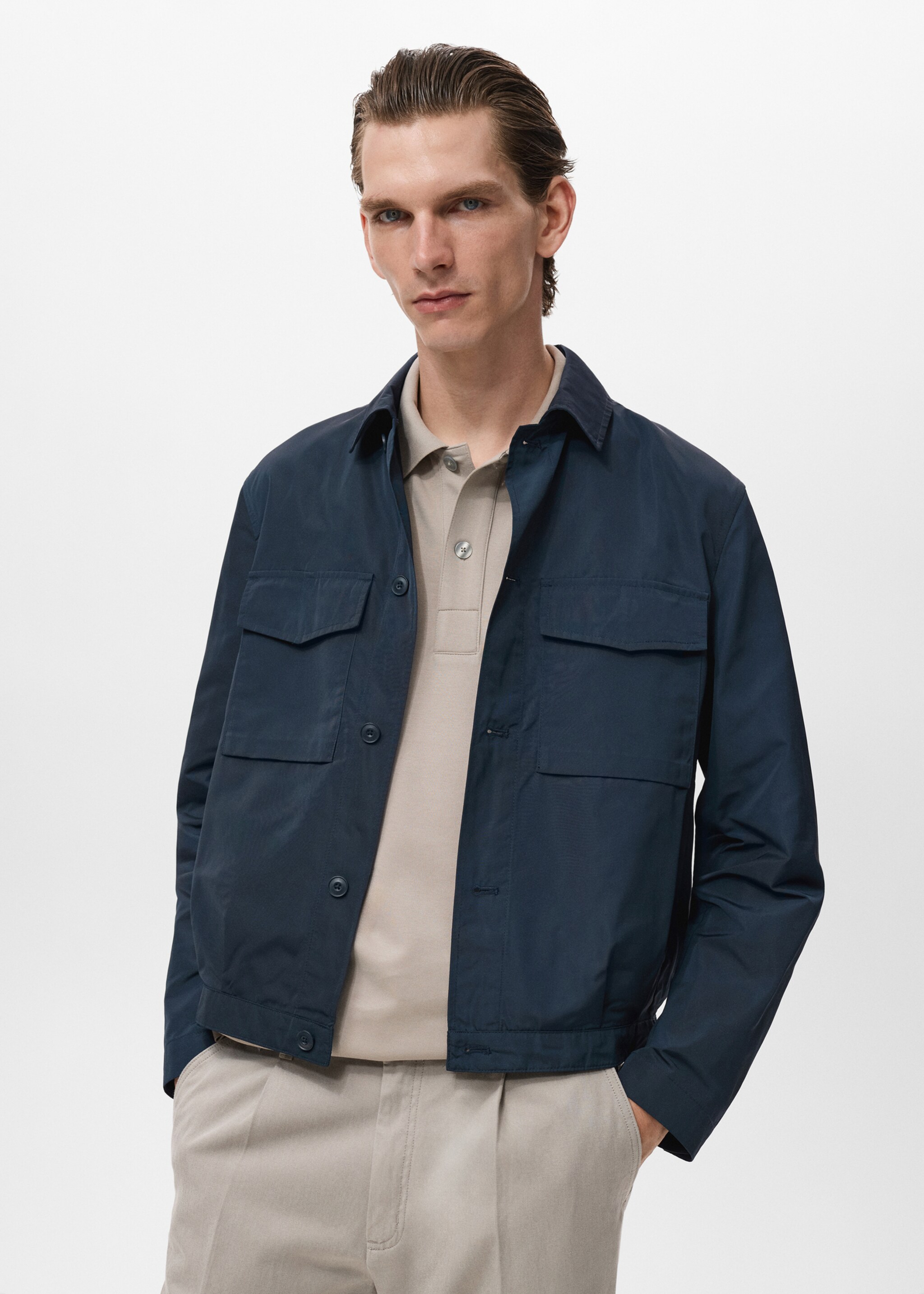 Chaqueta water-repellent  bolsillos - Plano medio, Azul petróleo. Ref: 17025140-00.