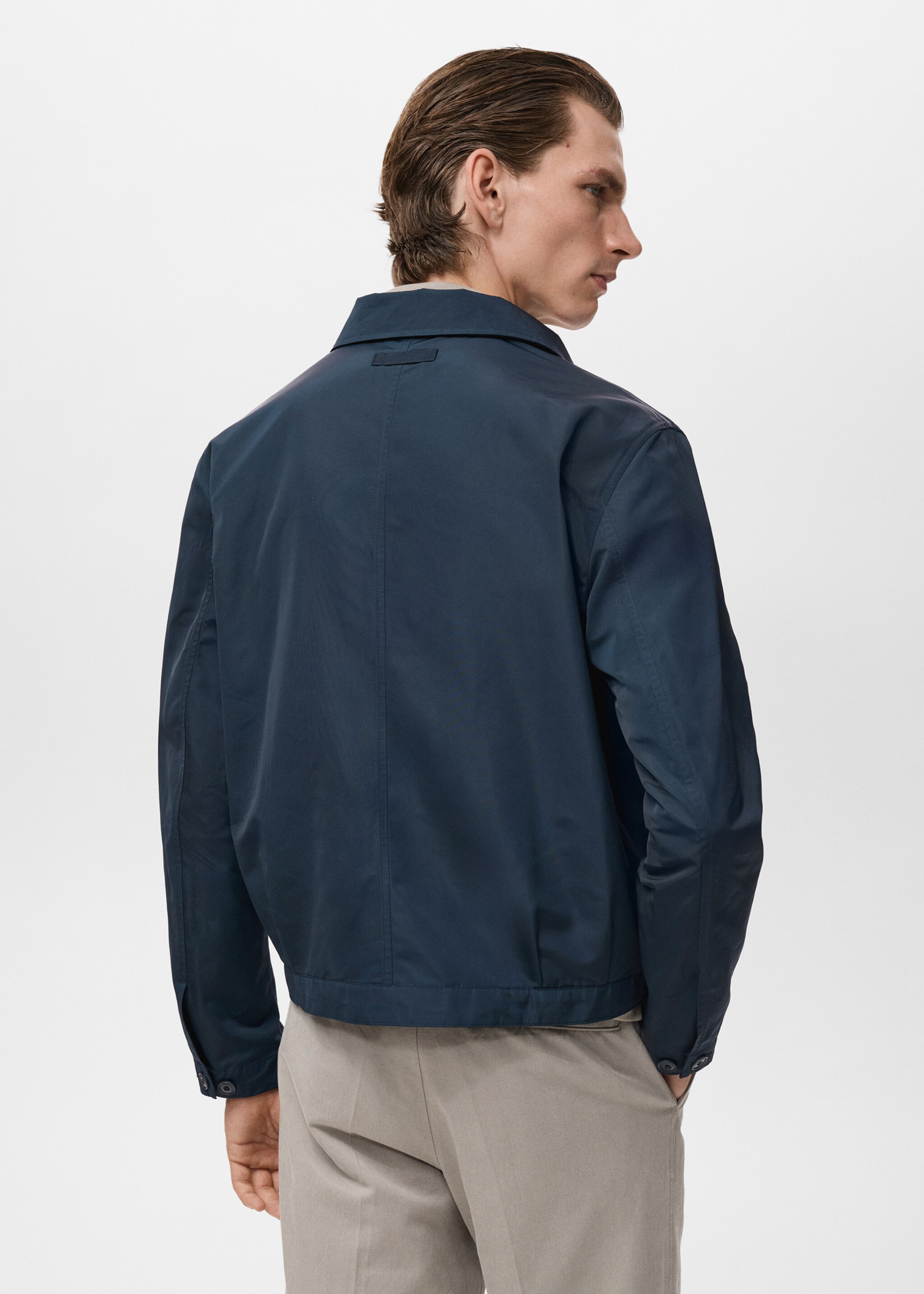 Chaqueta water-repellent  bolsillos - Reverso del artículo, Azul petróleo. Ref: 17025140-00.