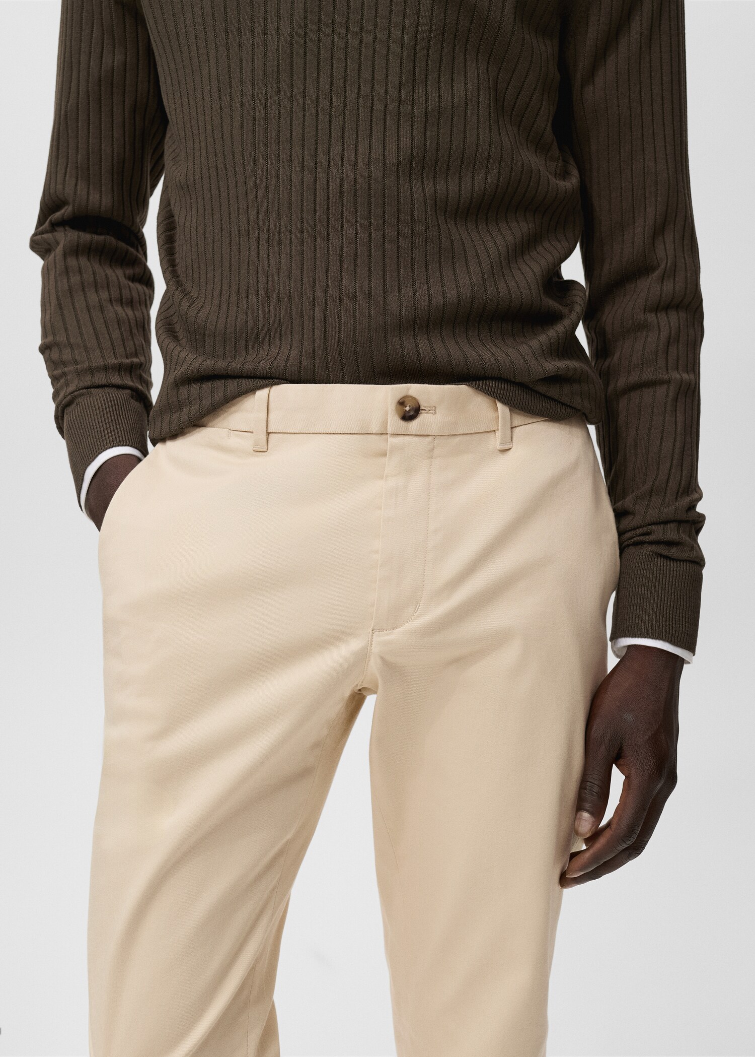 Slim fit serge chino trousers - Details of the article 1