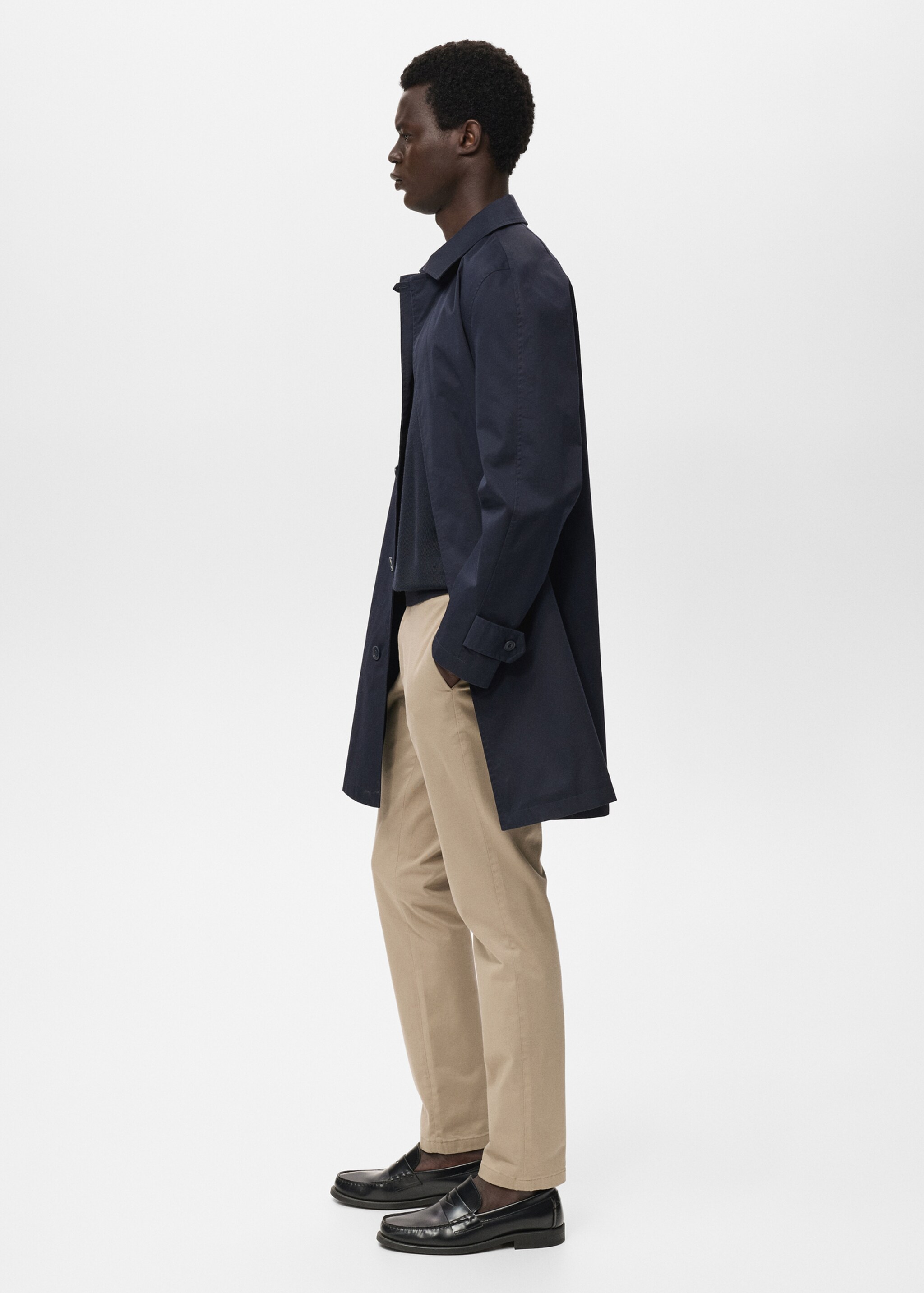 Slim fit serge chino trousers - Details of the article 6, Beige. Ref: 17025141-00.