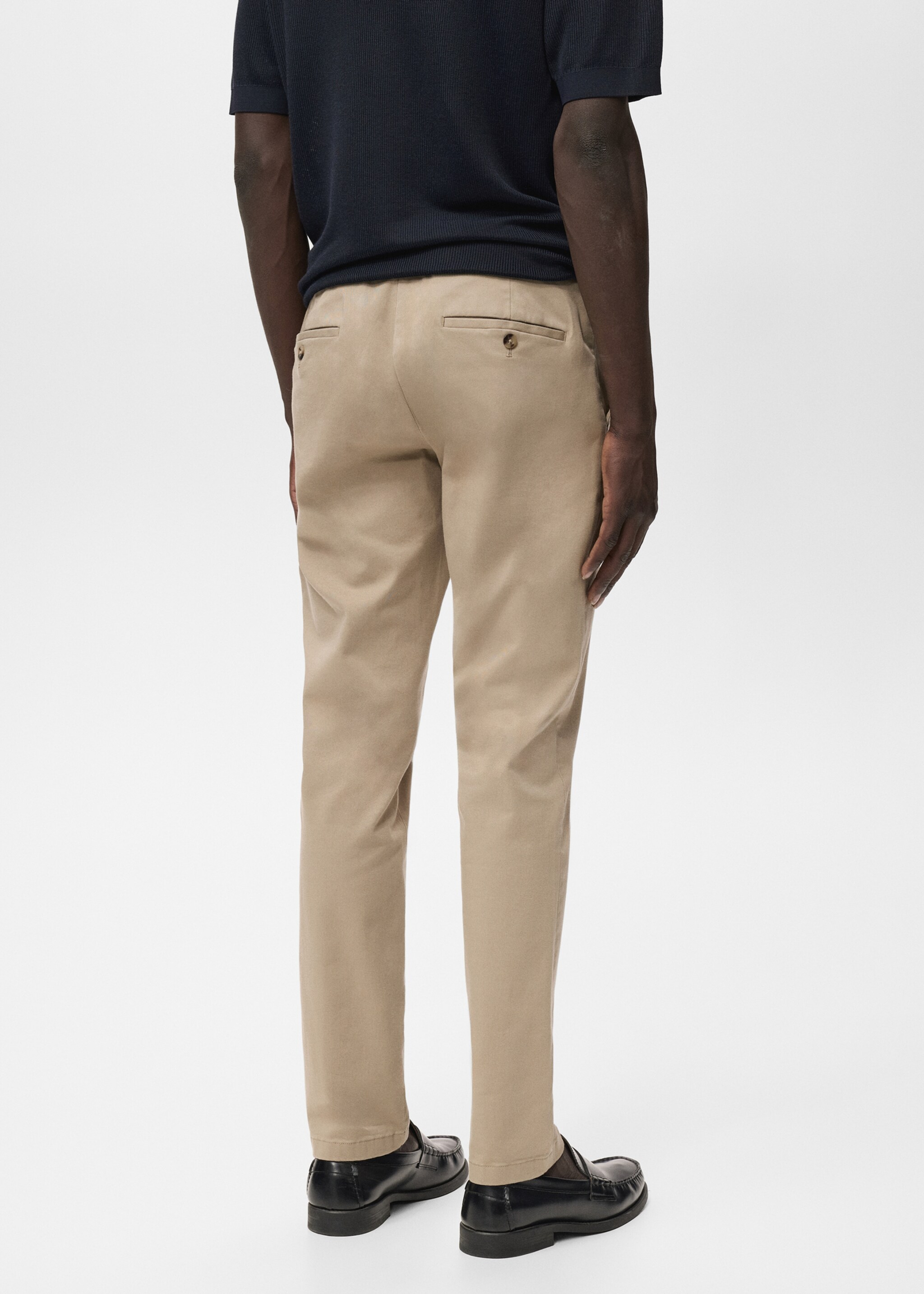 Slim fit serge chino trousers - Reverse of the article, Beige. Ref: 17025141-00.