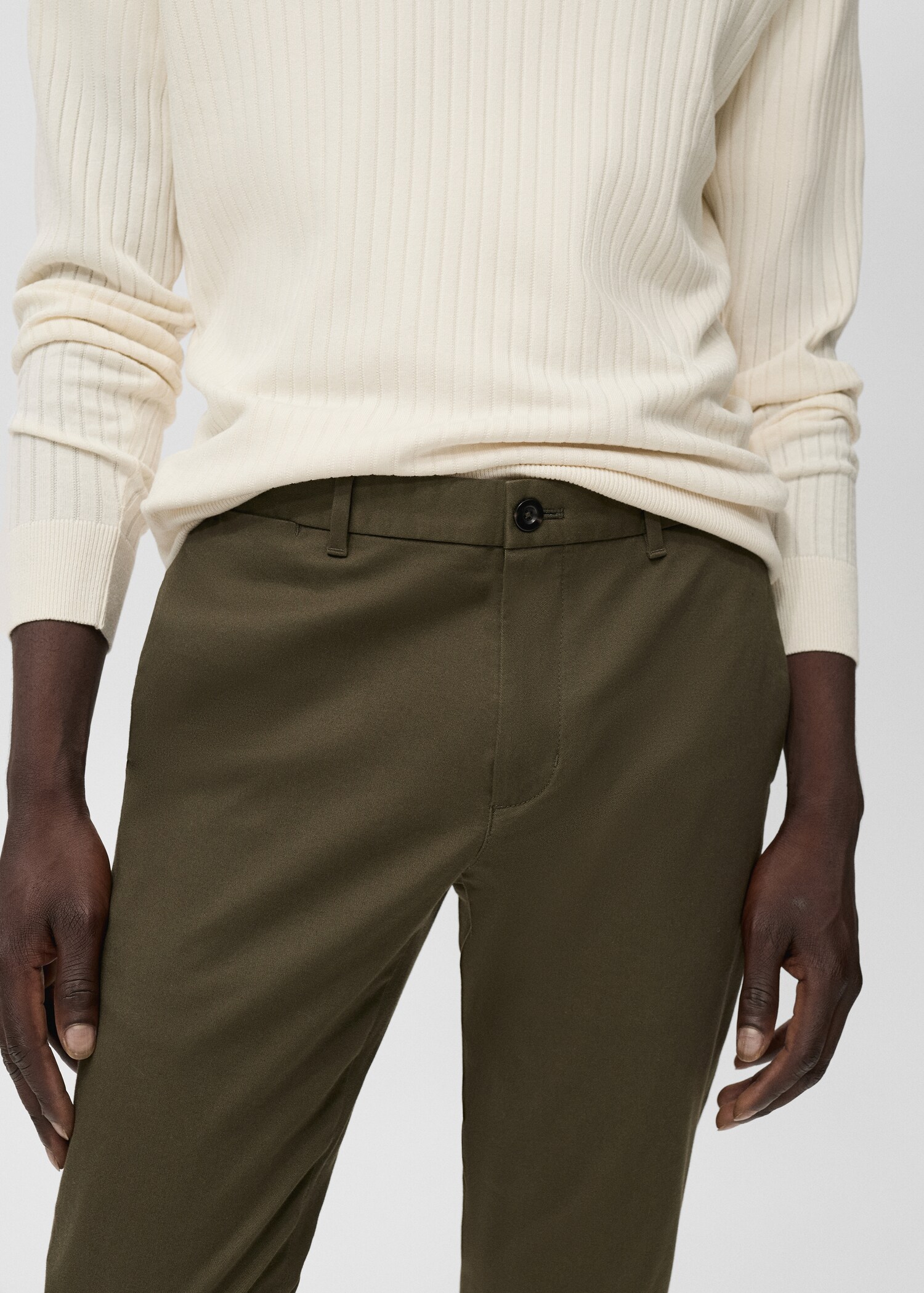 Slim fit serge chino trousers - Details of the article 1