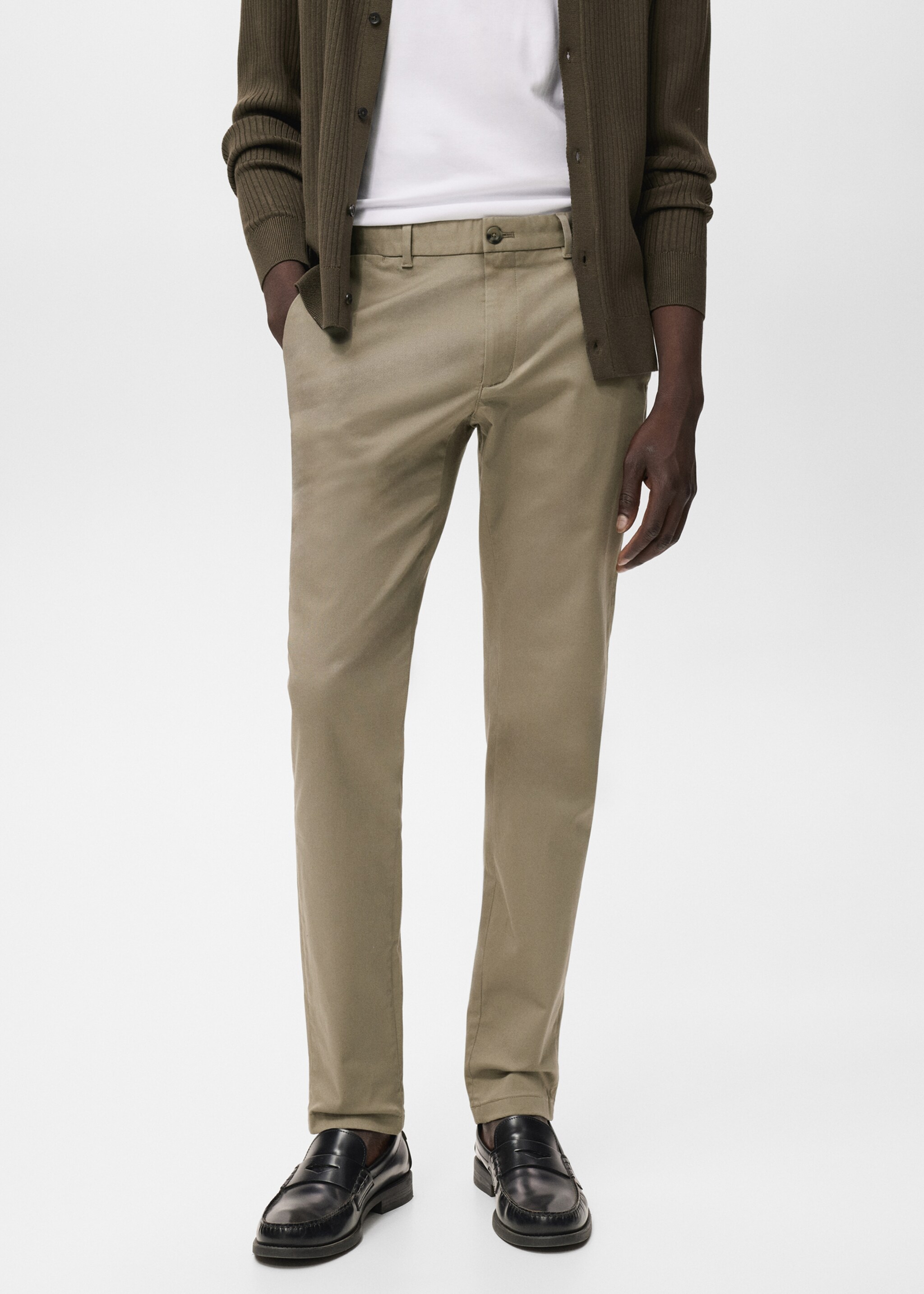 Slim fit serge chino trousers - Medium plane, Mink Grey. Ref: 17025141-00.