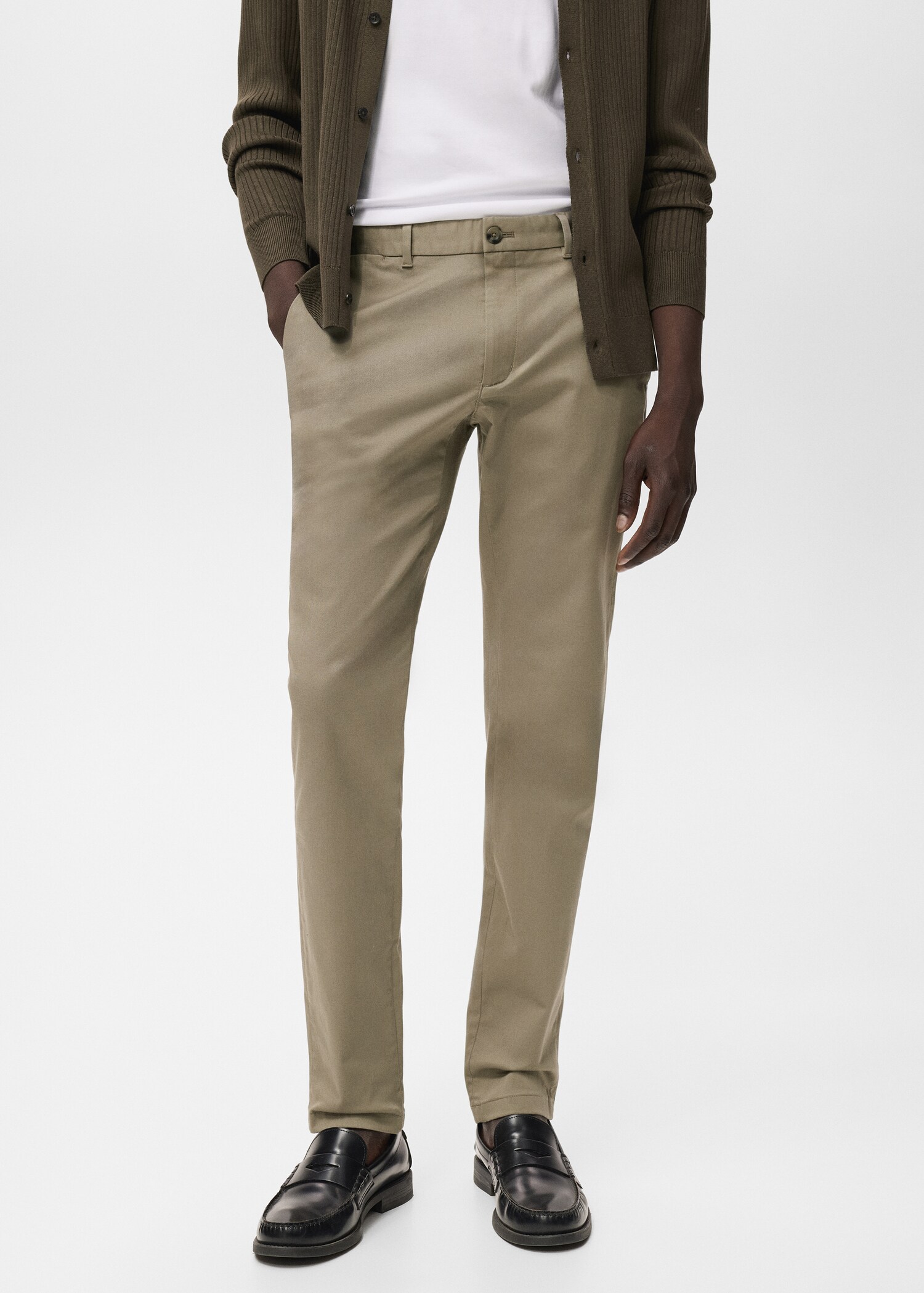 Slim fit serge chino trousers - Medium plane