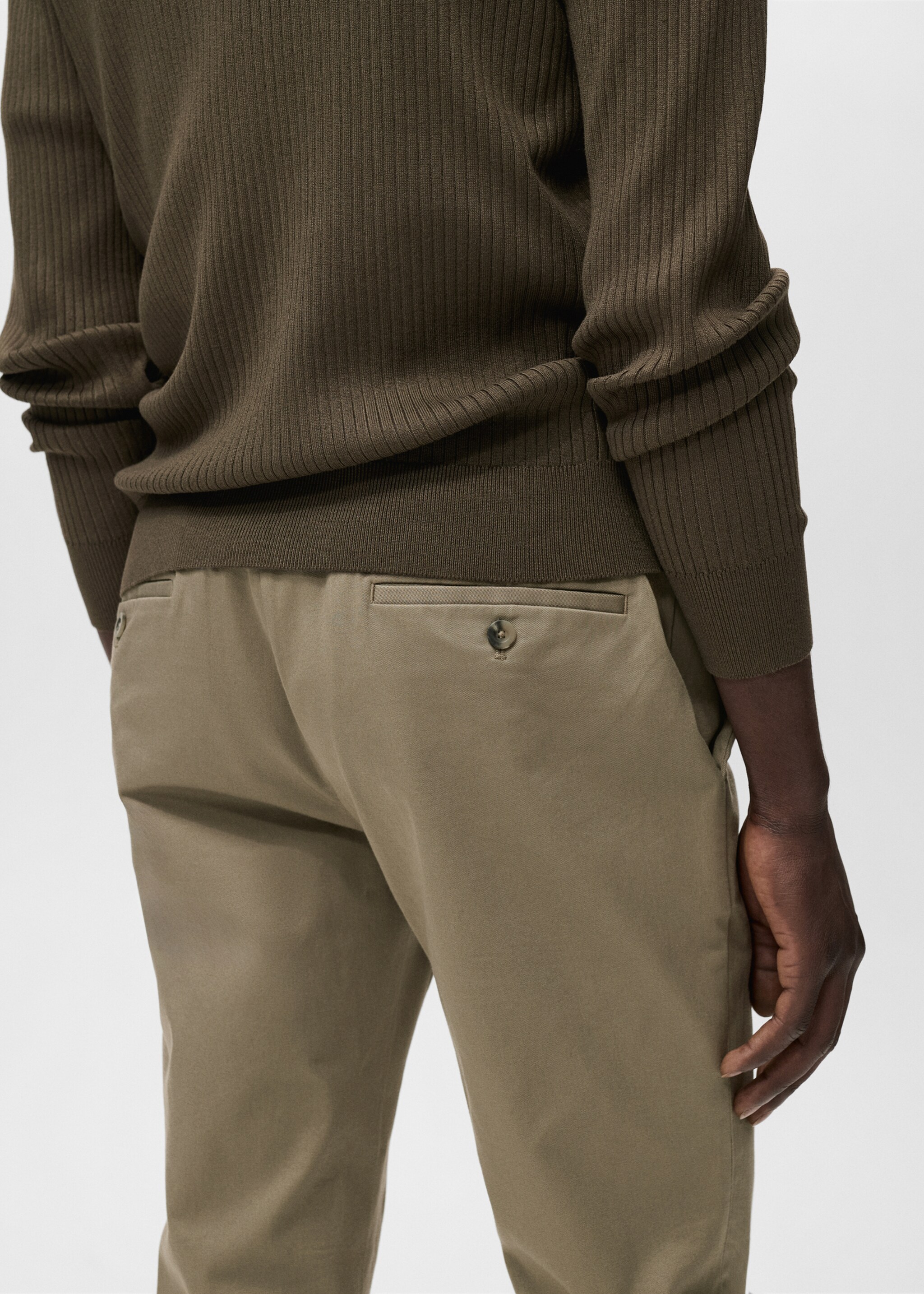 Slim fit serge chino trousers - Details of the article 2, Mink Grey. Ref: 17025141-00.