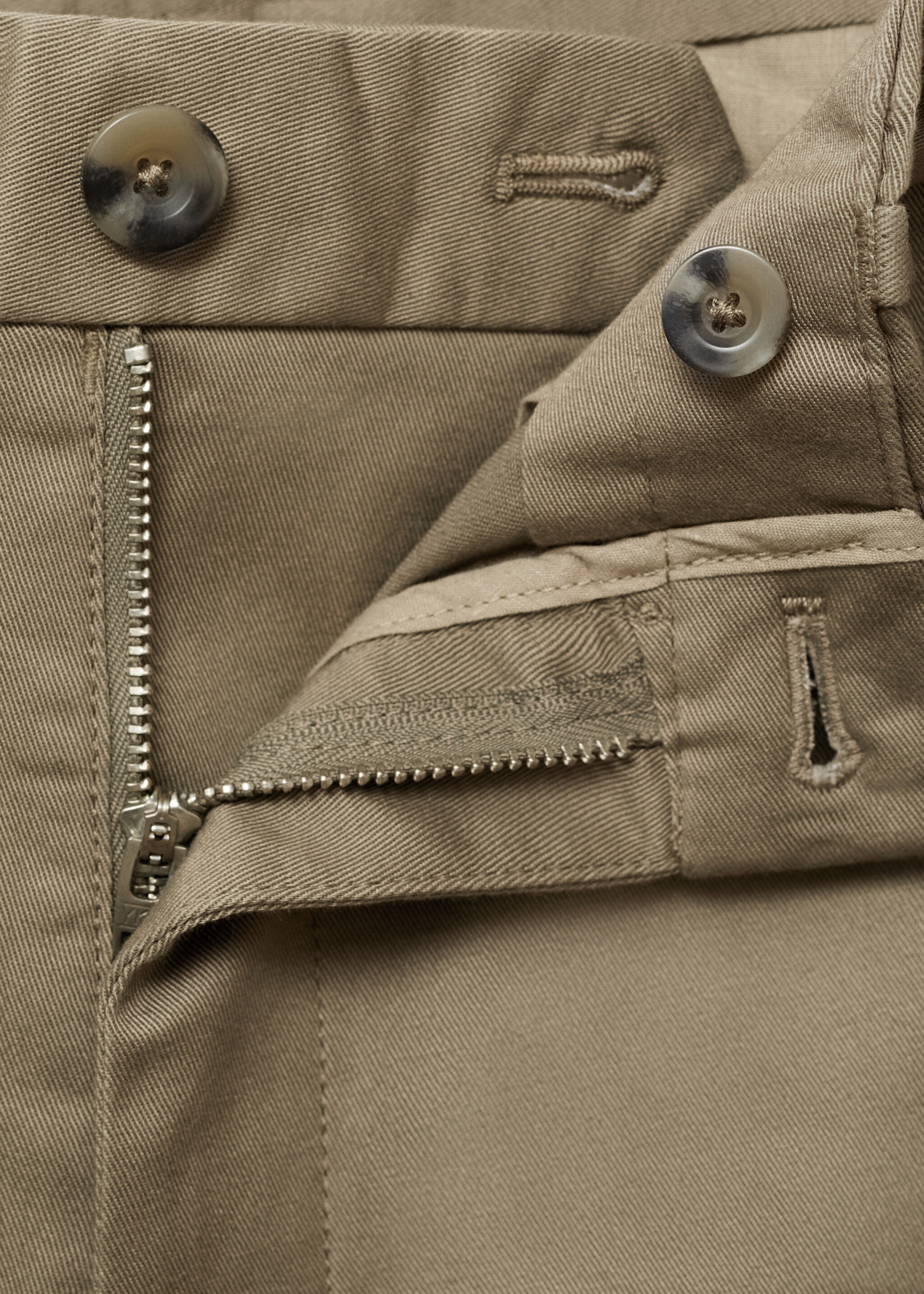 Slim fit serge chino trousers - Details of the article 8, Mink Grey. Ref: 17025141-00.