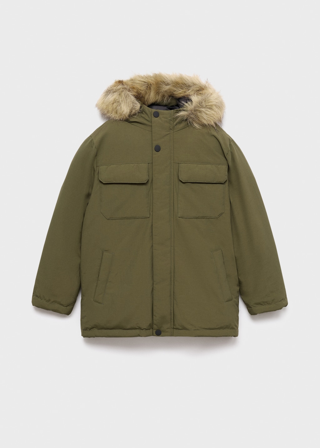 Anorak with shearling-effect hood