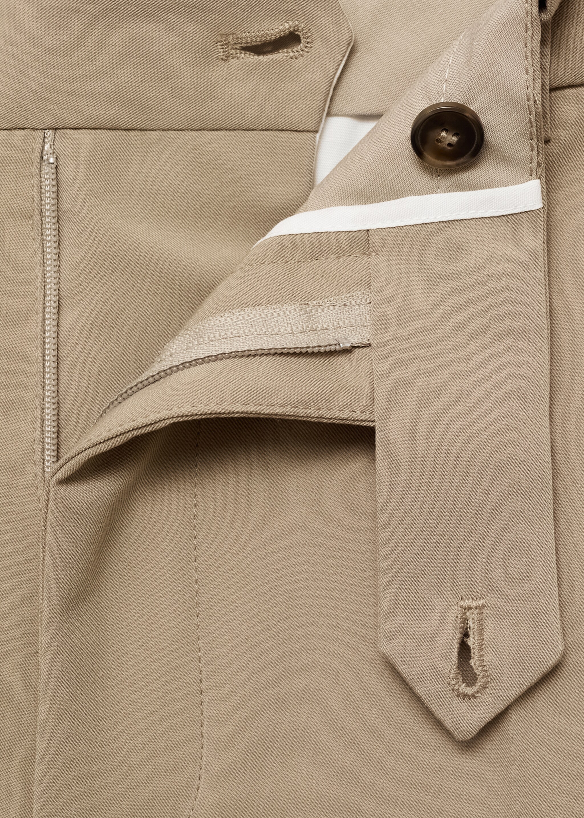 Pleated slim-fit trousers - Details of the article 8, Beige. Ref: 17025147-00.