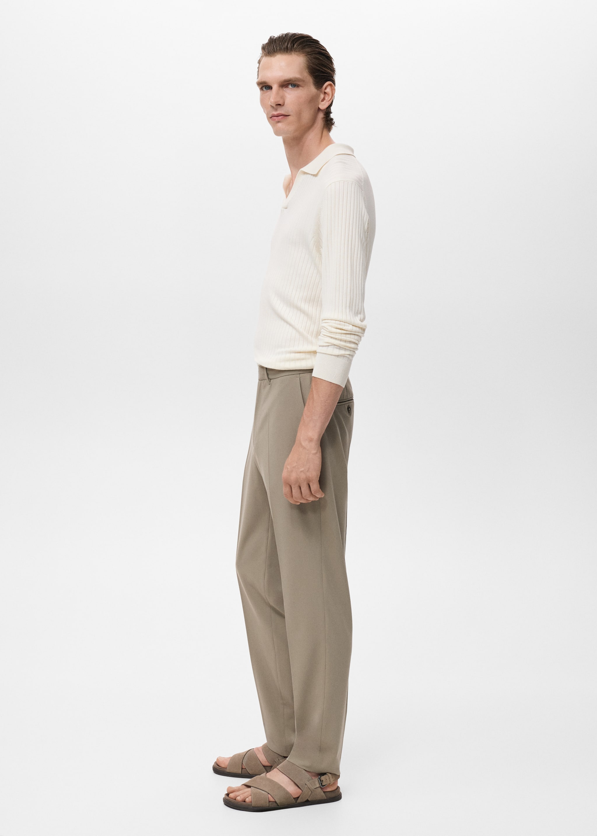 Slim-fit flannel trousers - Details of the article 1