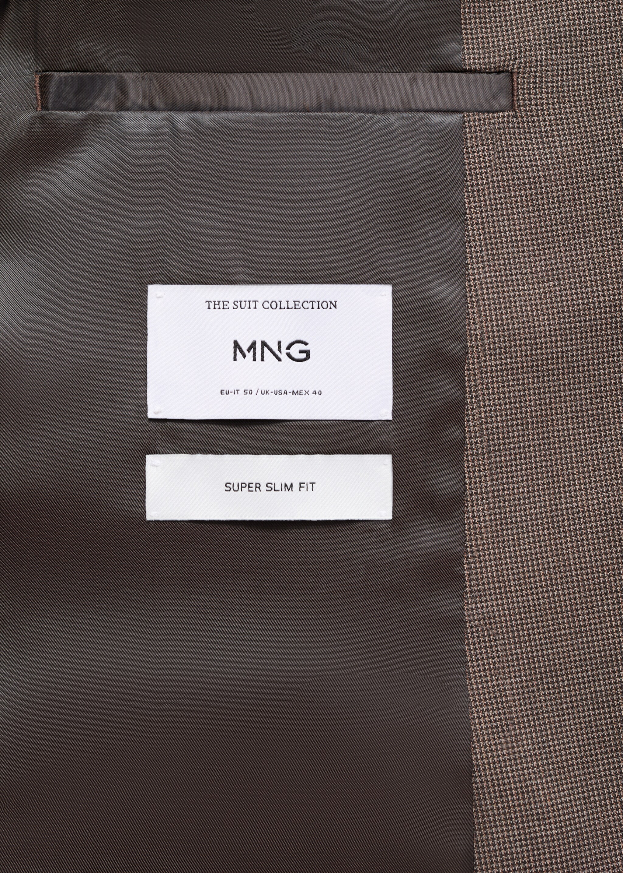 Super slim-fit suit jacket in stretch fabric - Details of the article 0, Brown. Ref: 17025153-00.
