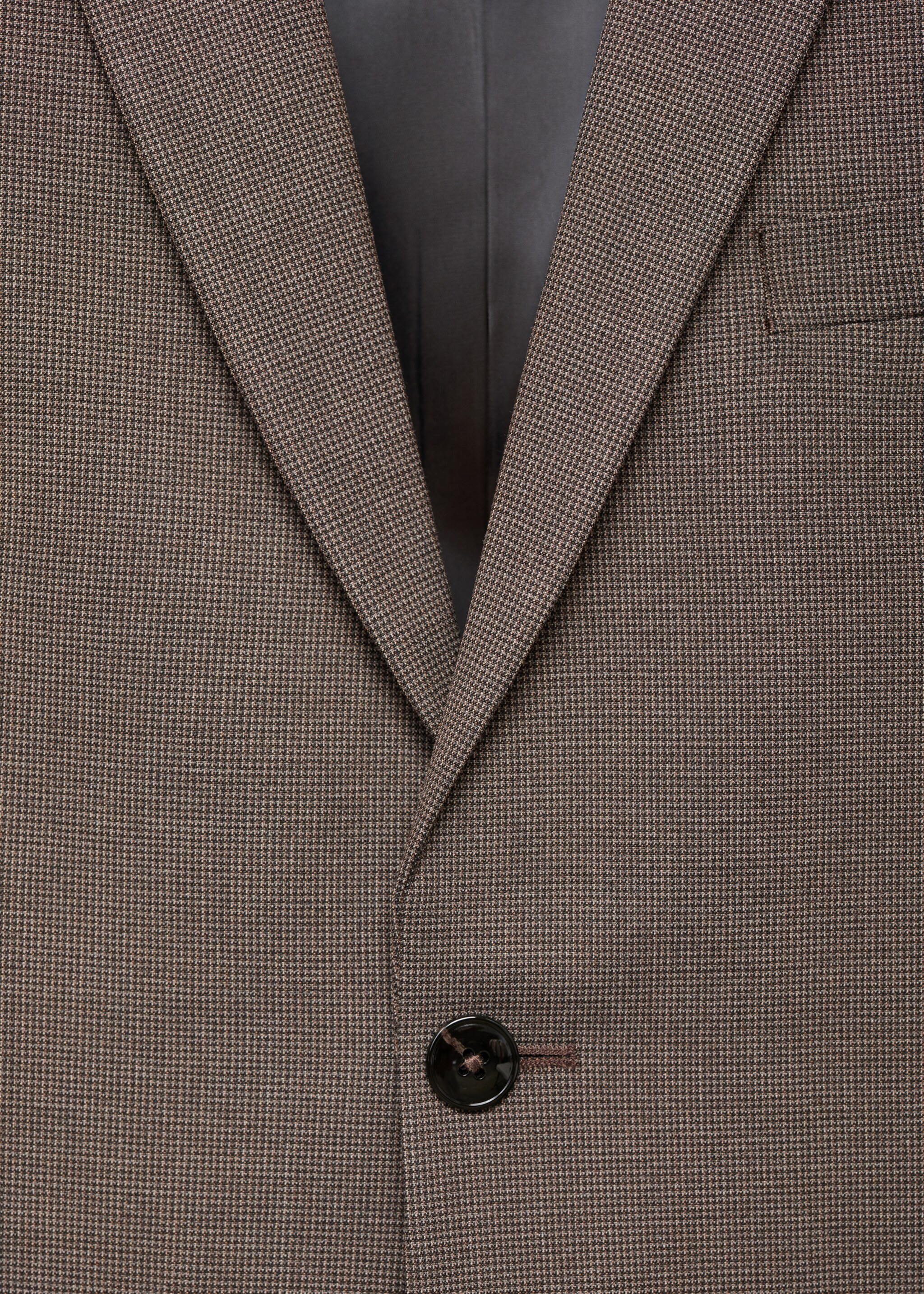 Super slim-fit suit jacket in stretch fabric - Details of the article 8, Brown. Ref: 17025153-00.