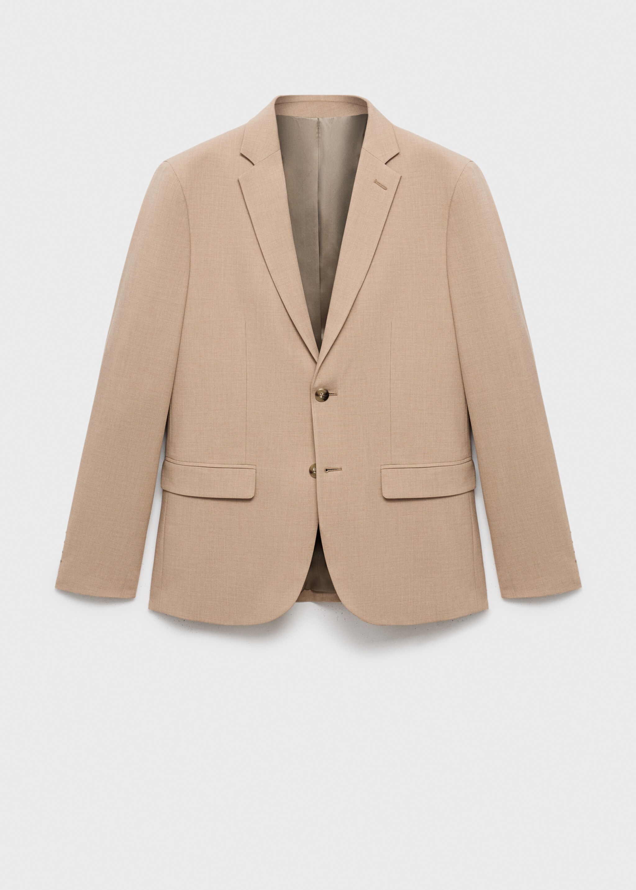 Super slim-fit suit jacket in stretch fabric - Article without model, Beige. Ref: 17025155-00.